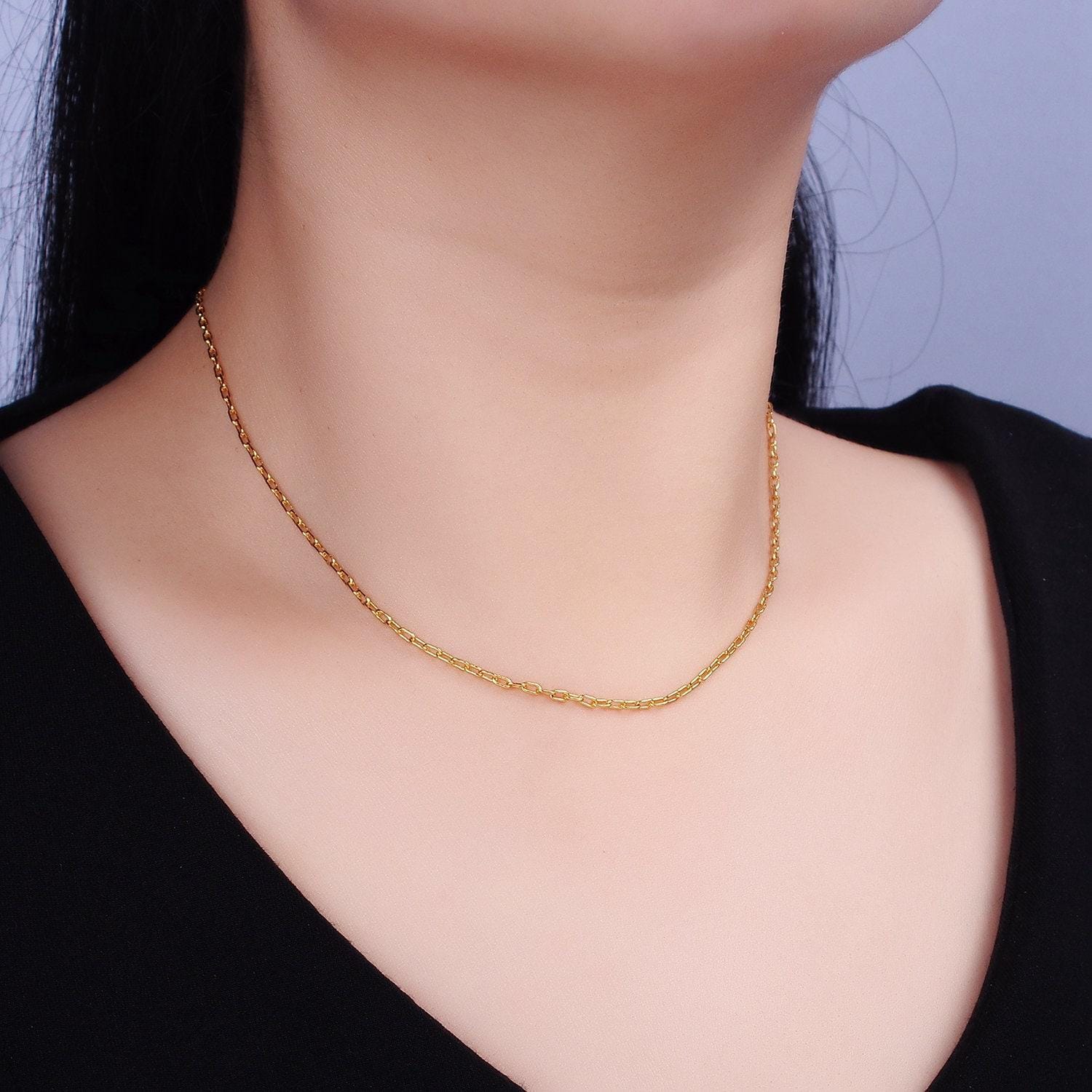24k gold filled 1.8mm dainty paper clip chain for wholesale clip chains and jewelry making supplies findings wa1873