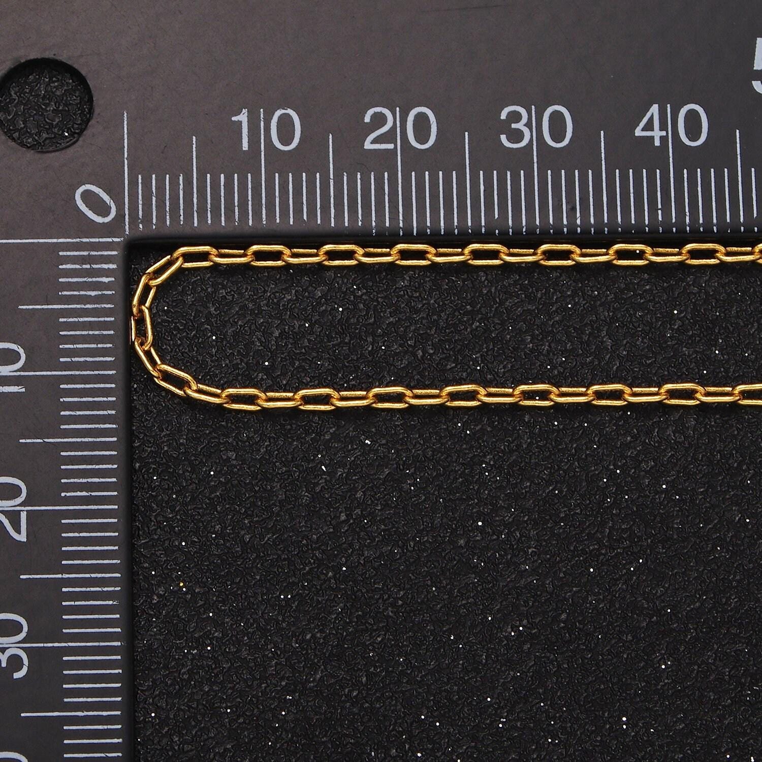 24k gold filled 1.8mm dainty paper clip chain for wholesale clip chains and jewelry making supplies findings wa1873