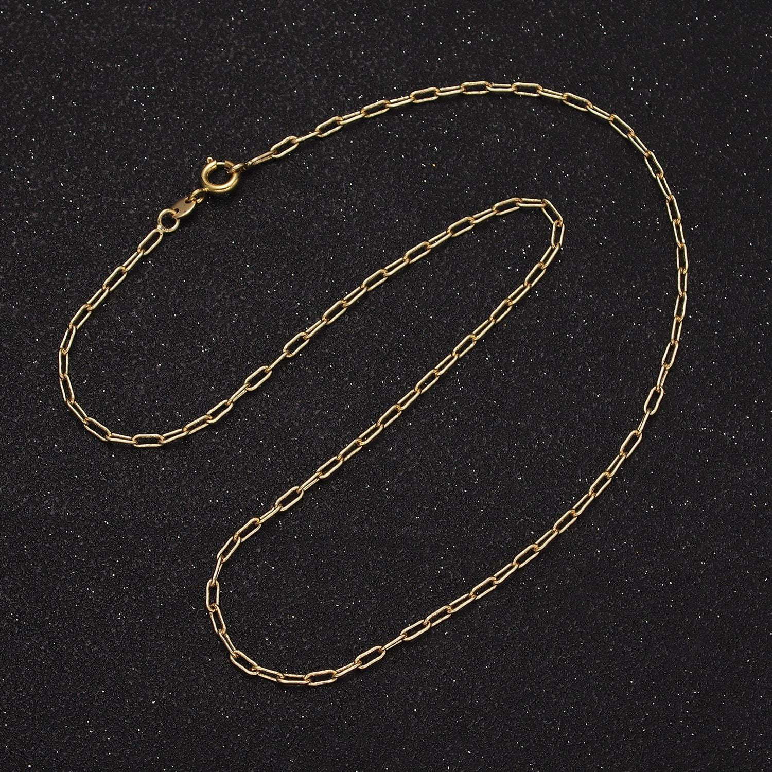 1pc 15.75'' ready to use 14k gold filled paper clip necklace chain, choker cable chain necklace pendant charm jewelry making supply wa1871