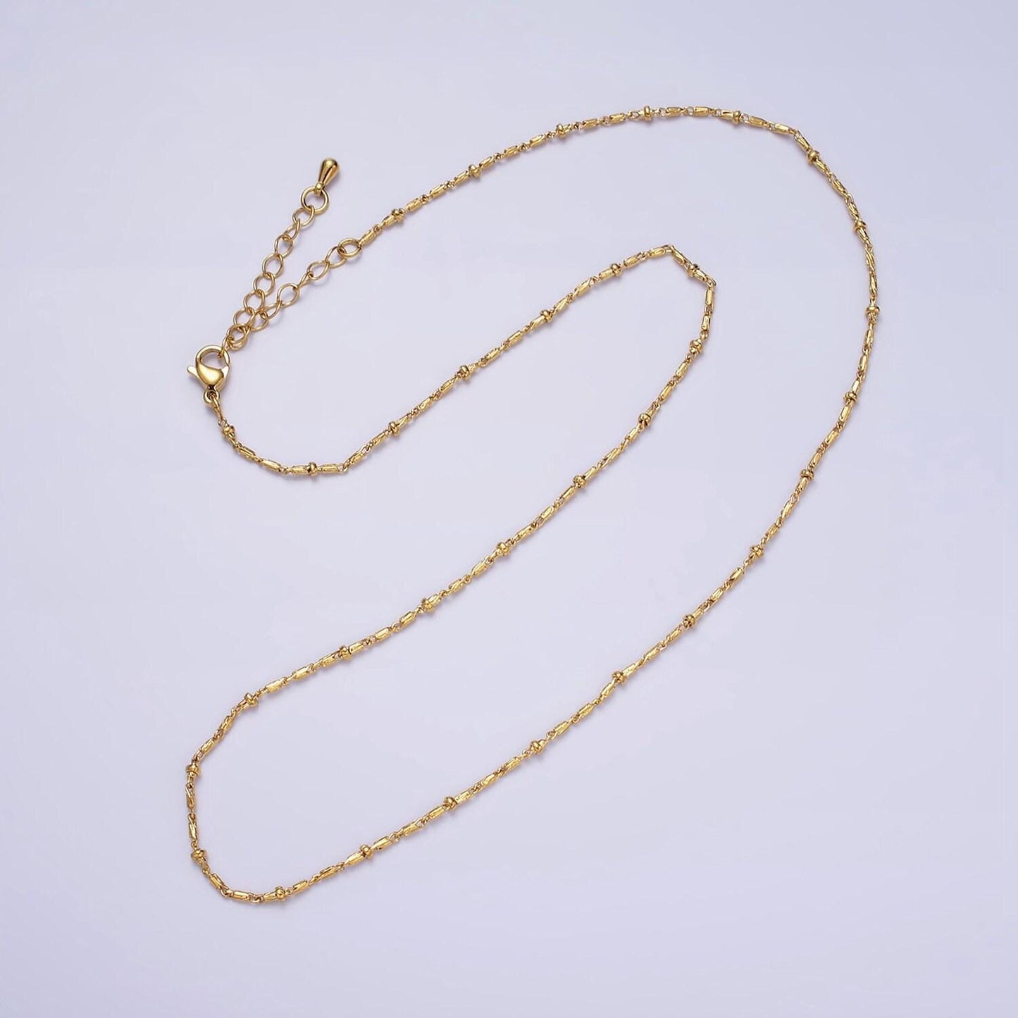 16k gold filled beaded satellite chain gold filled silver chain simple everyday layering necklace 17 inch | wa-1859 wa-1860