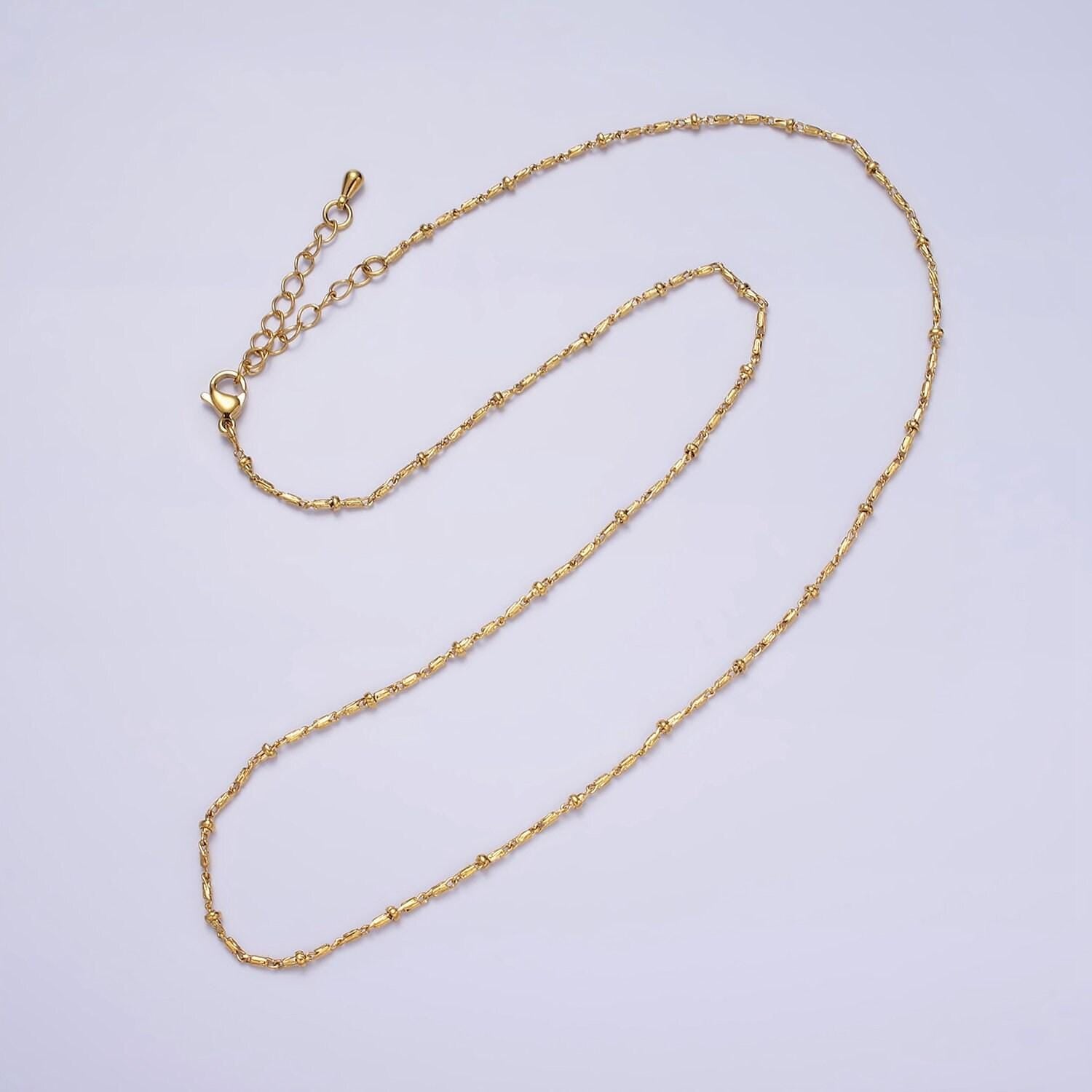 16k gold filled beaded satellite chain gold filled silver chain simple everyday layering necklace 17 inch | wa-1859 wa-1860