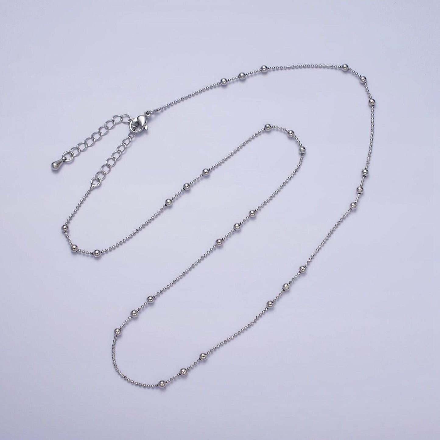 24k gold filled beaded satellite chain gold filled silver chain simple everyday layering necklace 18 inch | wa-1853 wa-1854