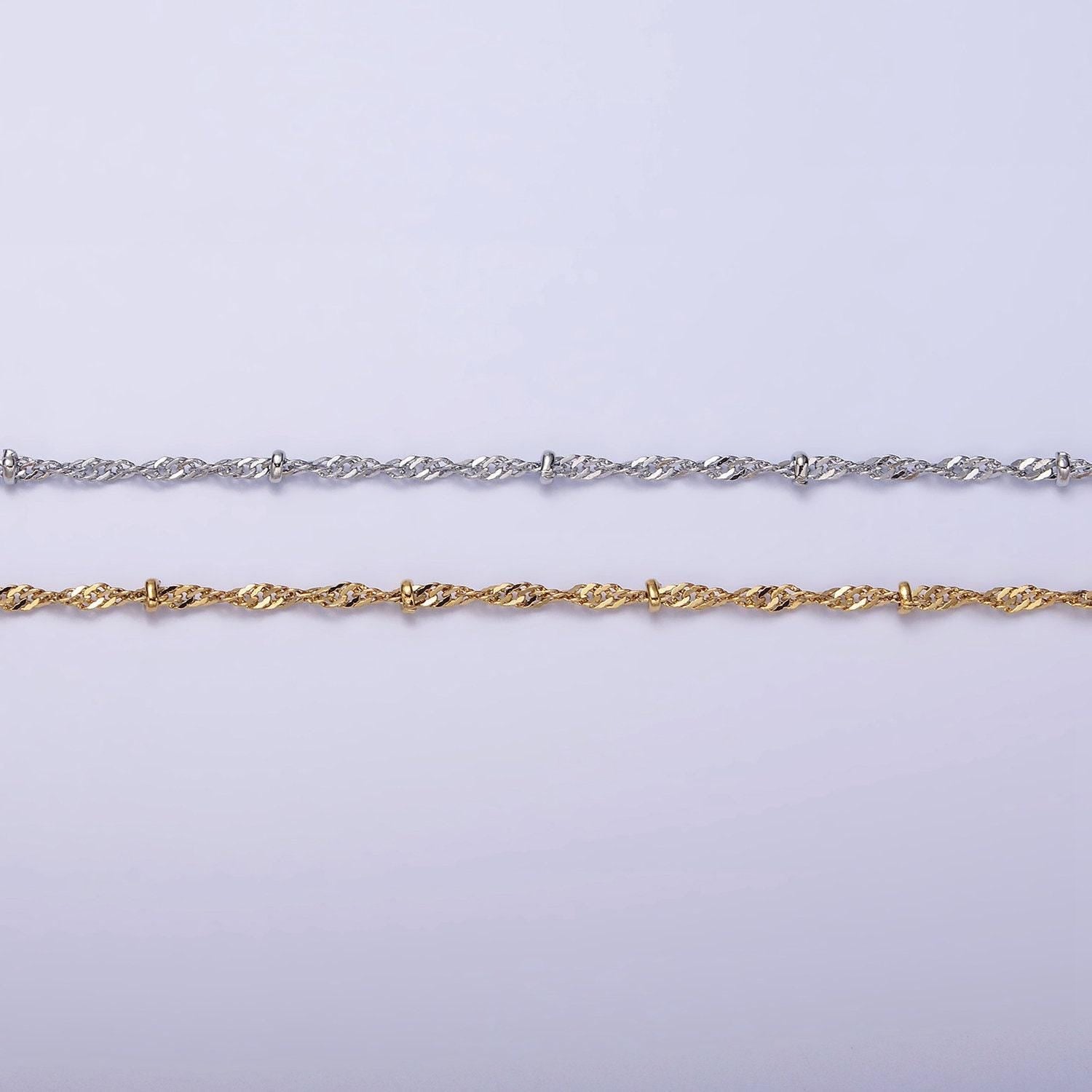 24k gold filled twisted chain with gold beads for wholesale necklace dainty satellite chain jewelry making supplies | wa-1851 wa-1851