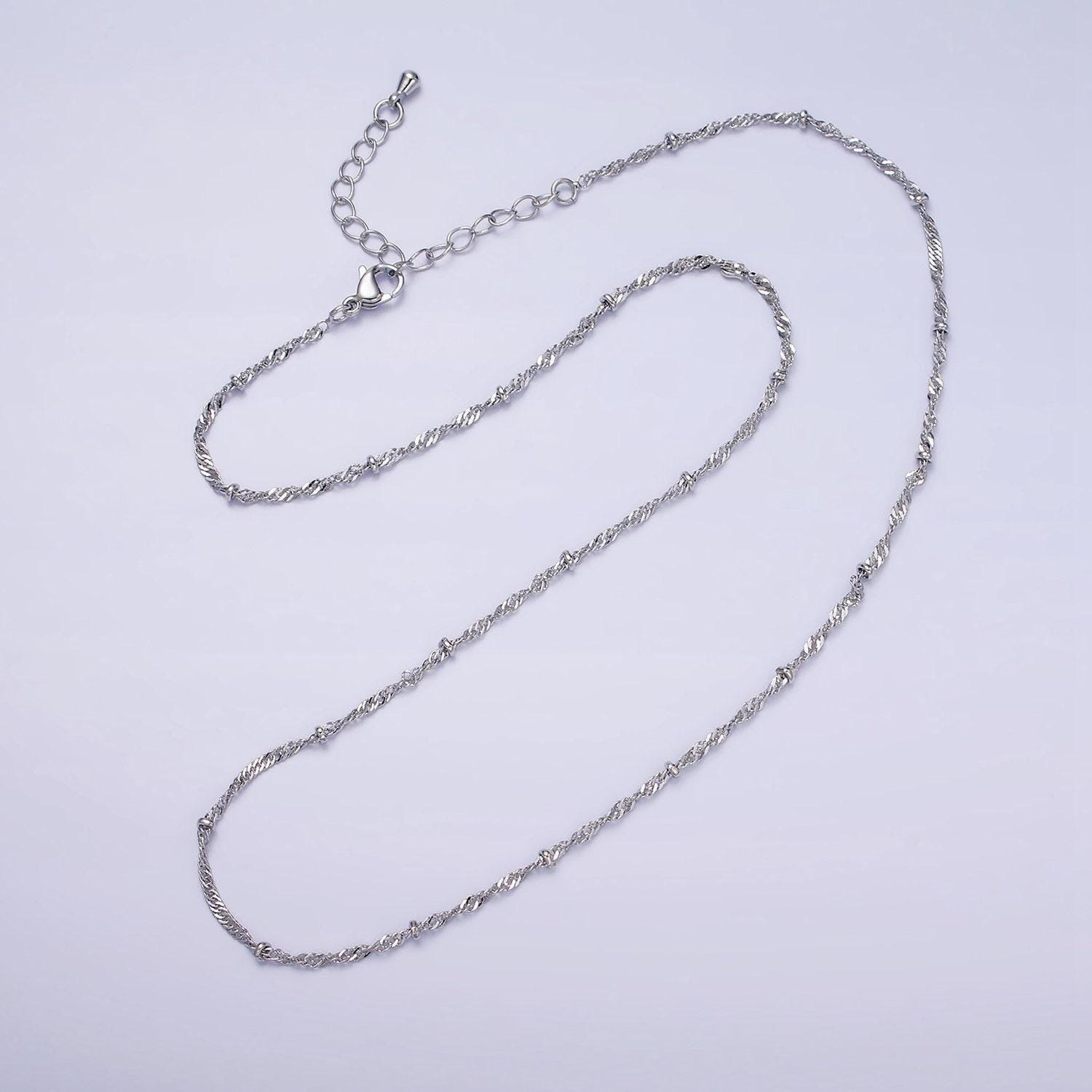 24k gold filled twisted chain with gold beads for wholesale necklace dainty satellite chain jewelry making supplies | wa-1851 wa-1851