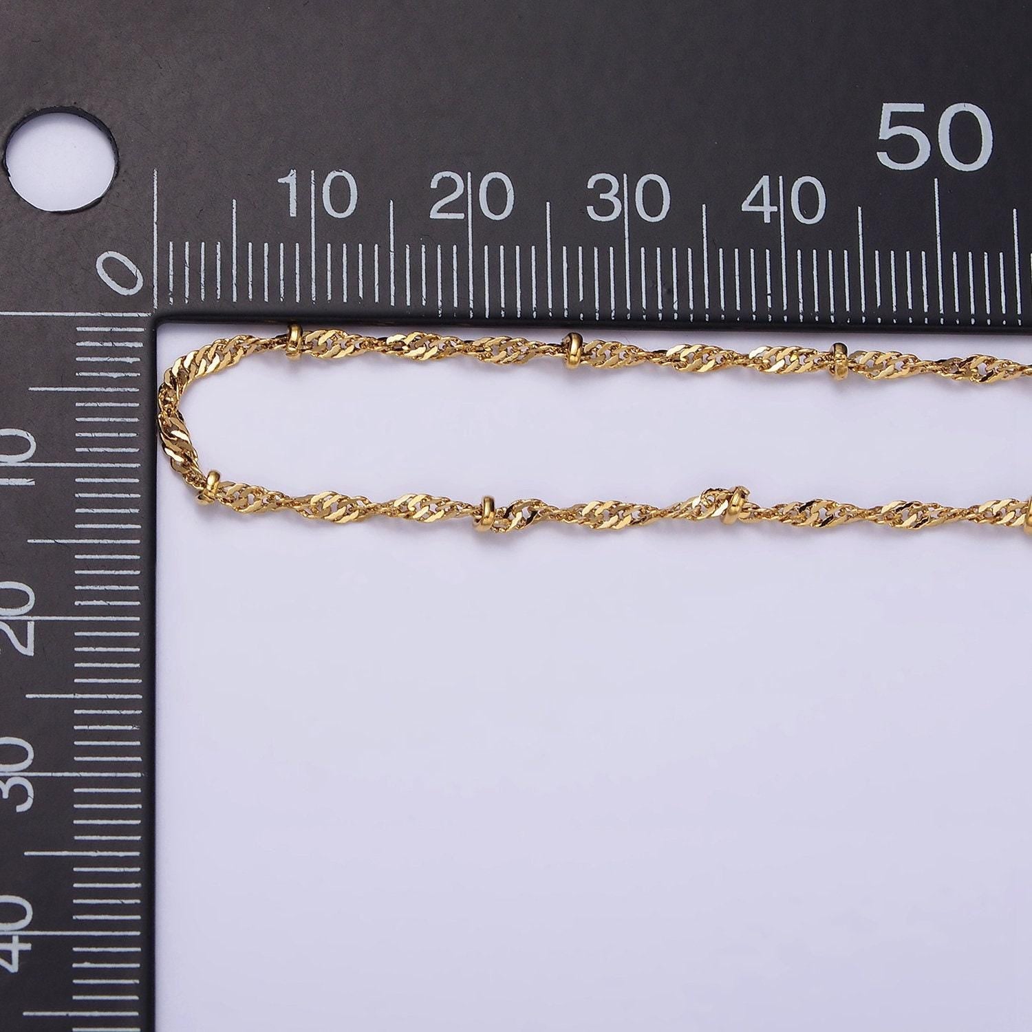24k gold filled twisted chain with gold beads for wholesale necklace dainty satellite chain jewelry making supplies | wa-1851 wa-1851