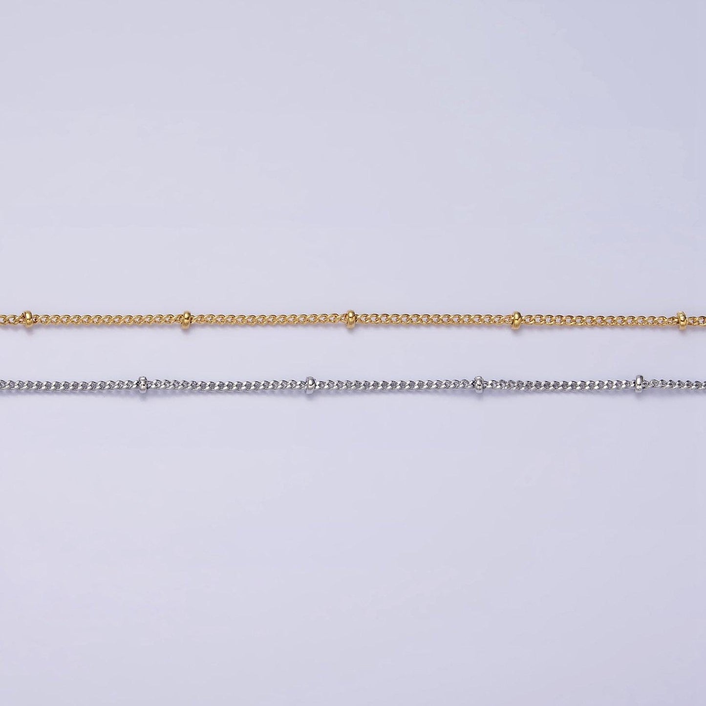 24k gold filled curb chain with gold beads for wholesale necklace dainty satellite chain jewelry making supplies | wa1845 wa1846
