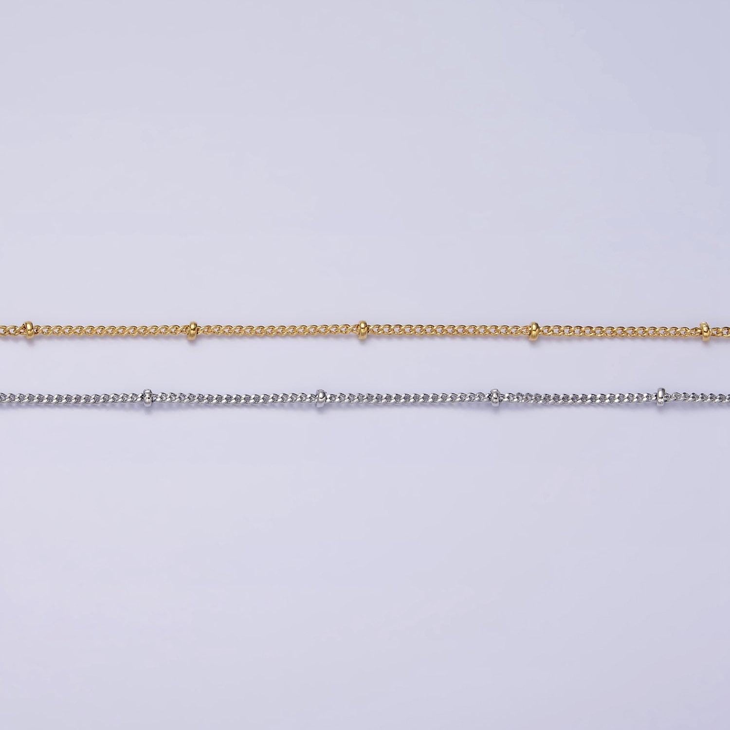 24k gold filled curb chain with gold beads for wholesale necklace dainty satellite chain jewelry making supplies | wa1845 wa1846