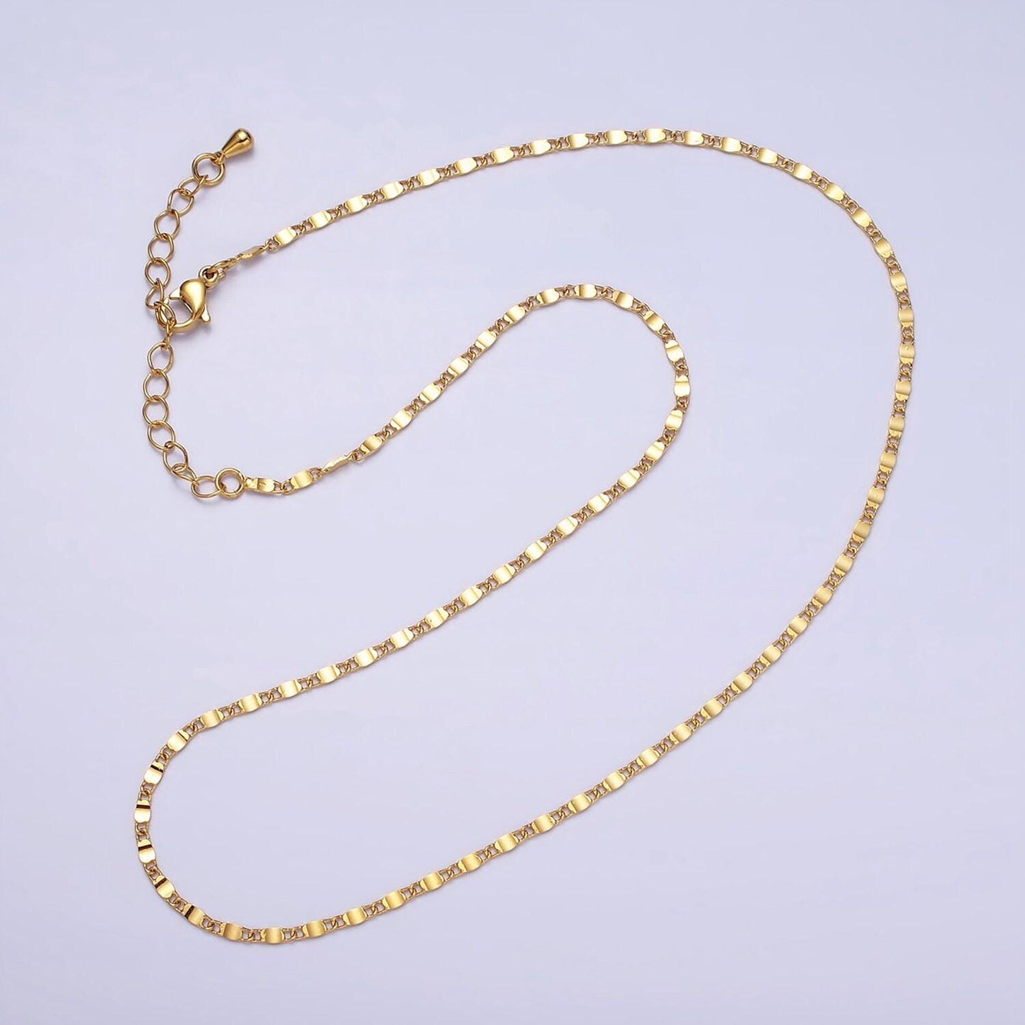 24k gold filled flat diamond cut mariner necklace 15.75 inch, 18 inches for minimalist jewelry | wa-1841 wa-1842