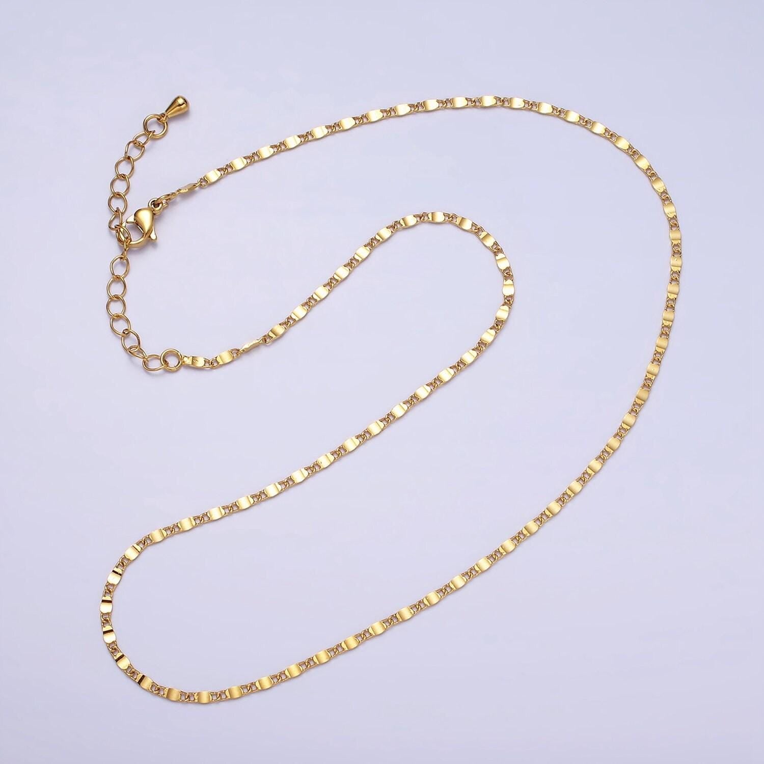 24k gold filled flat diamond cut mariner necklace 15.75 inch, 18 inches for minimalist jewelry | wa-1841 wa-1842