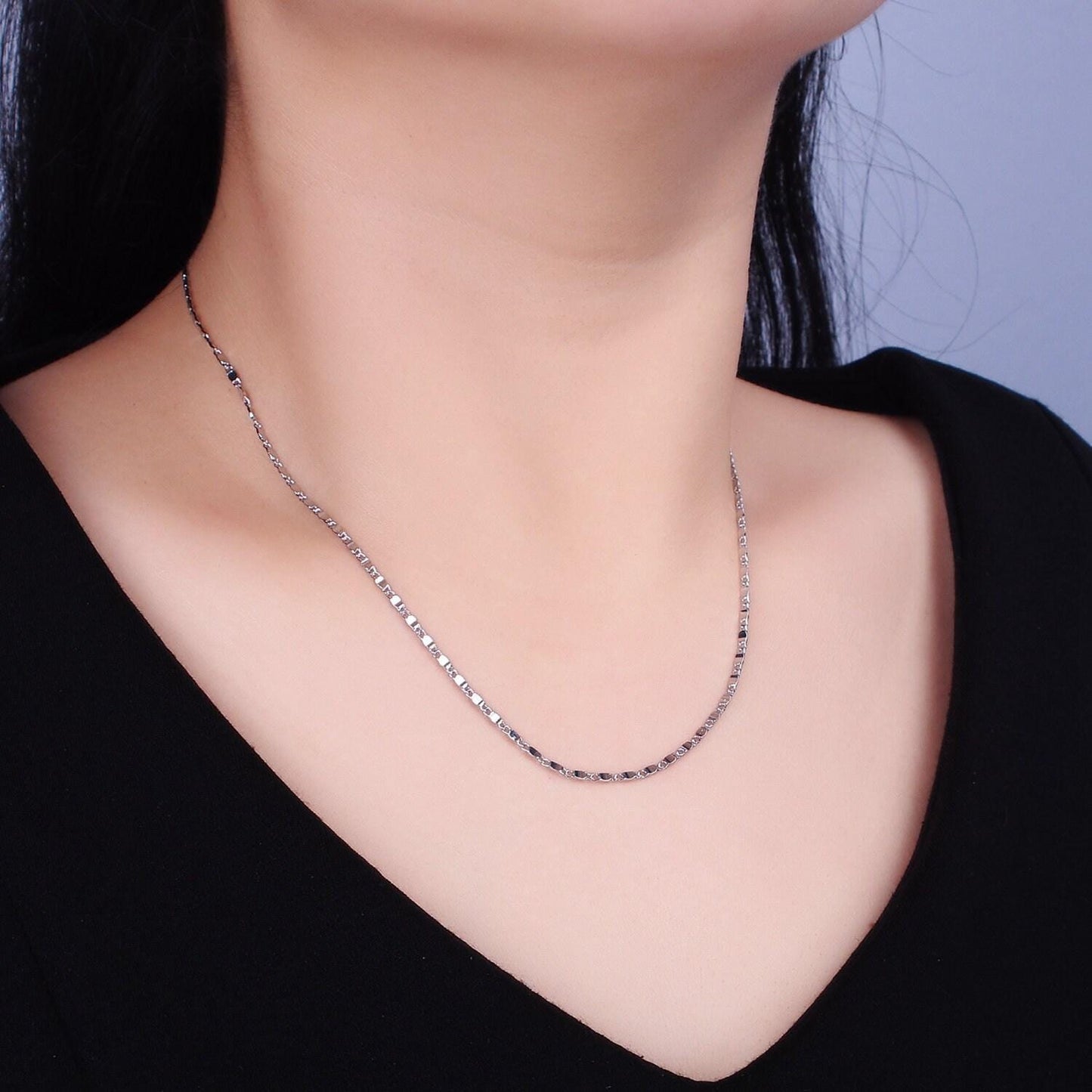 24k gold filled flat diamond cut mariner necklace 15.75 inch, 18 inches for minimalist jewelry | wa-1841 wa-1842