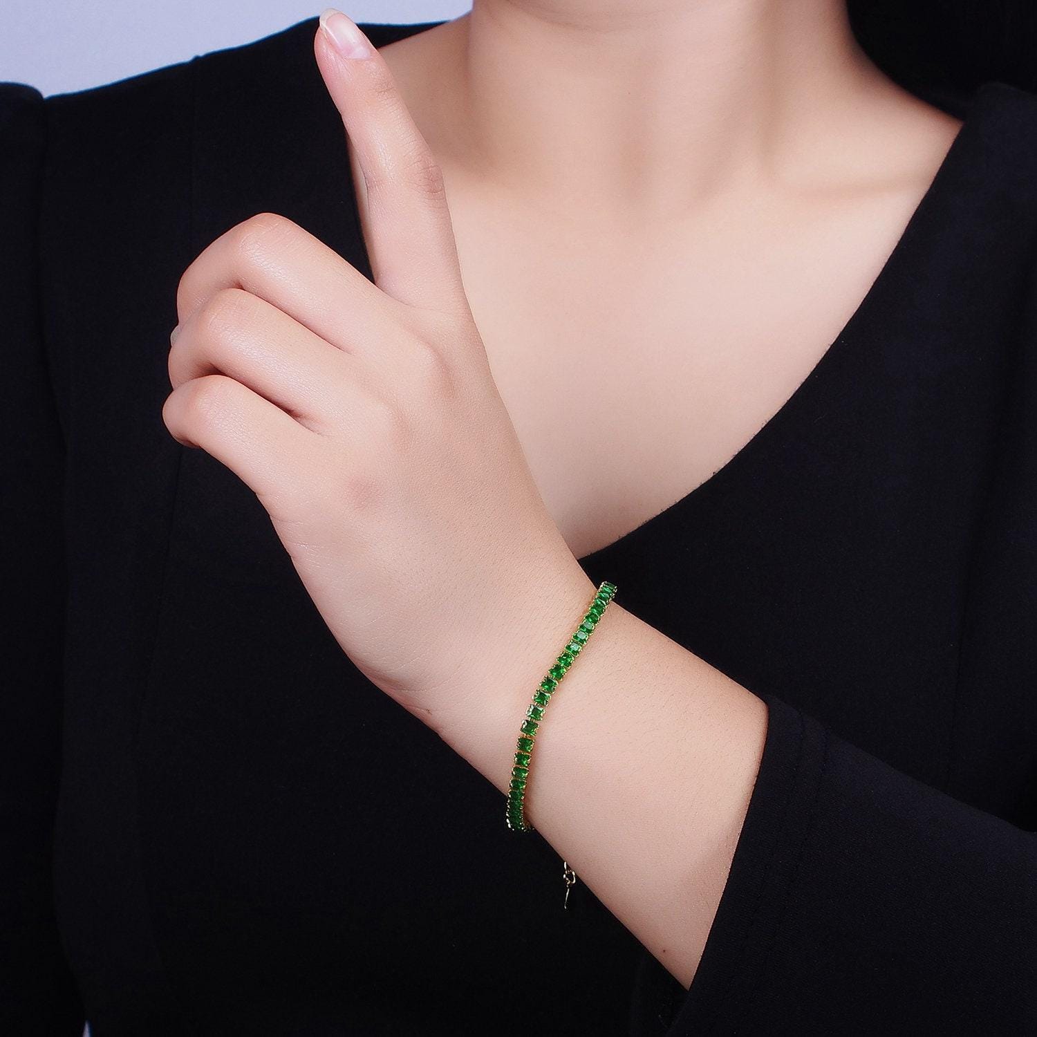 Dainty gold tennis bracelet cz silver tennis bracelet cubic zirconia bracelet green pink clear cz bracelet wa1791