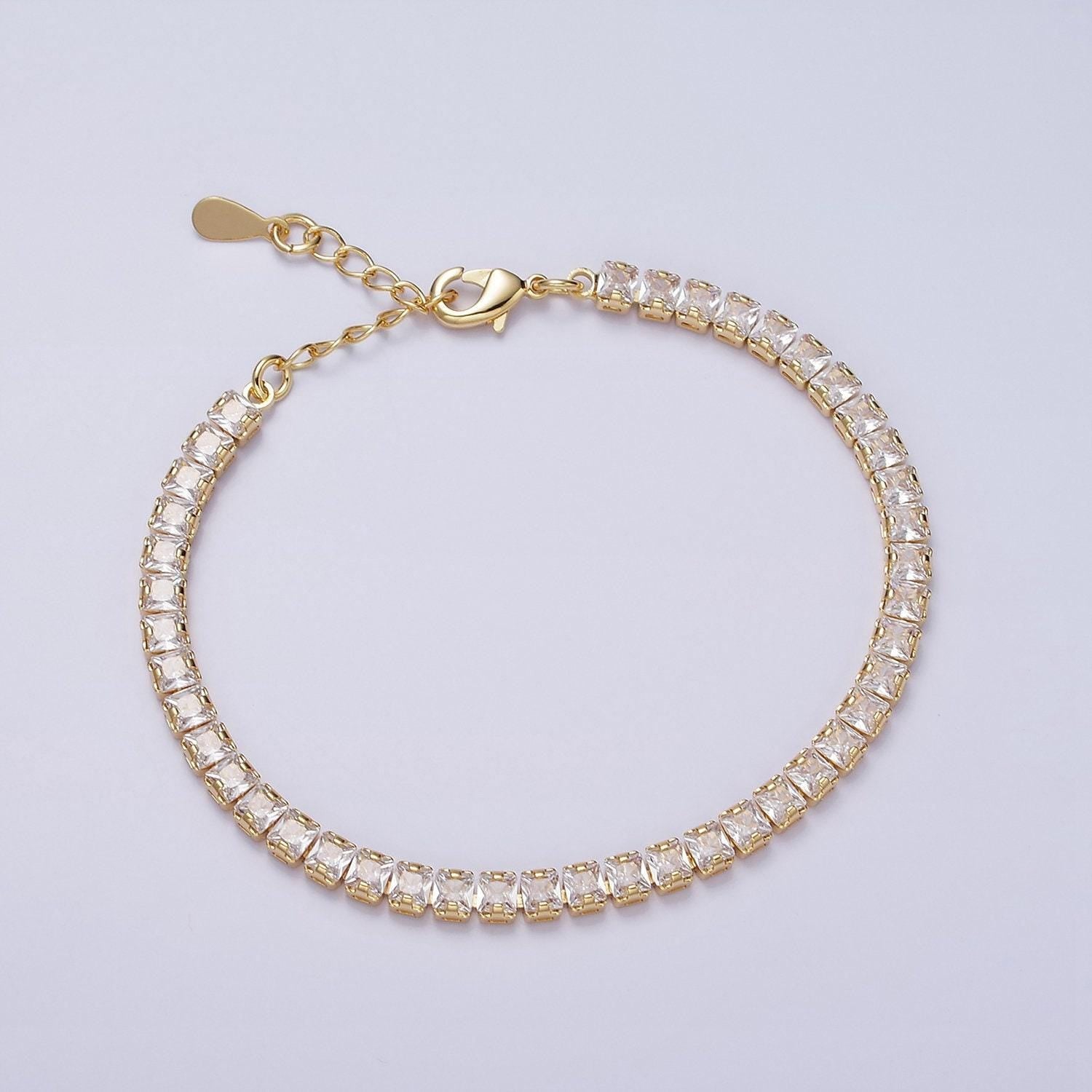 Dainty gold tennis bracelet cz silver tennis bracelet cubic zirconia bracelet green pink clear cz bracelet wa1791