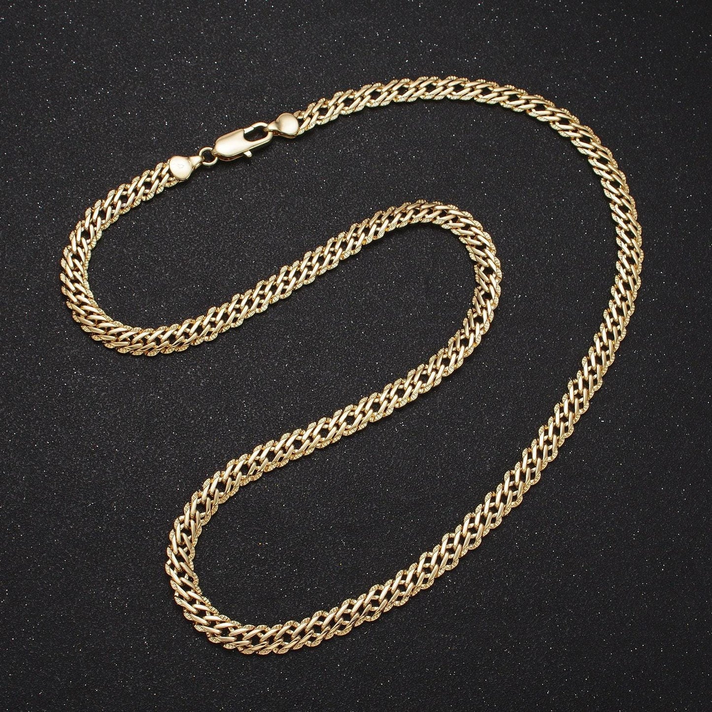 16k gold filled cuban chain necklace textured thick cuban necklace 6.6mm gold cuban chain 19.5 inch statement necklace wa1738