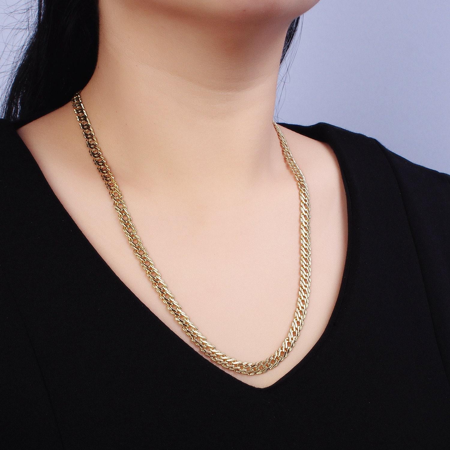 16k gold filled cuban chain necklace textured thick cuban necklace 6.6mm gold cuban chain 19.5 inch statement necklace wa1738