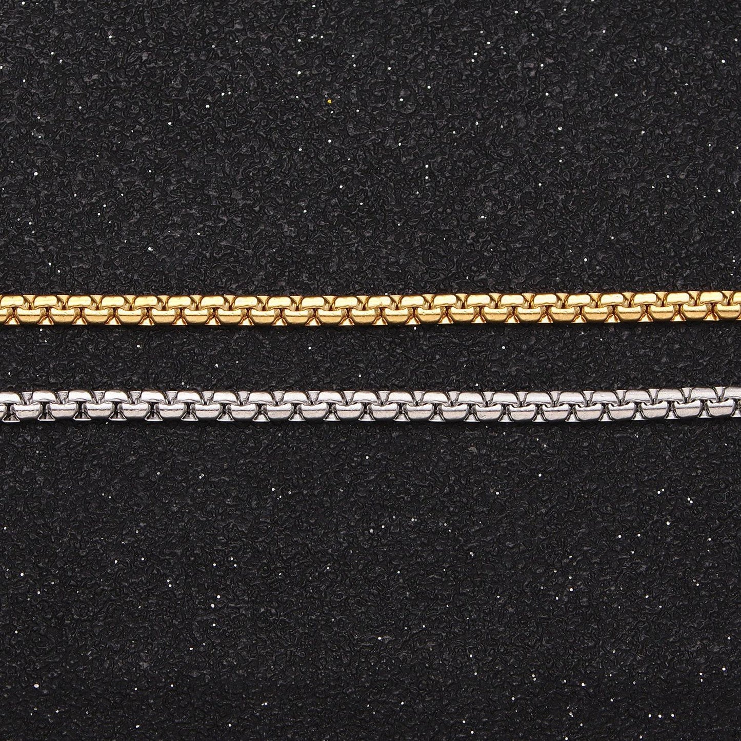 Stainless steel box chain necklace 2mm thick gold box chain 17.7 inches, 19.6 inches for jewelry making tarnish resistant chain wa1700