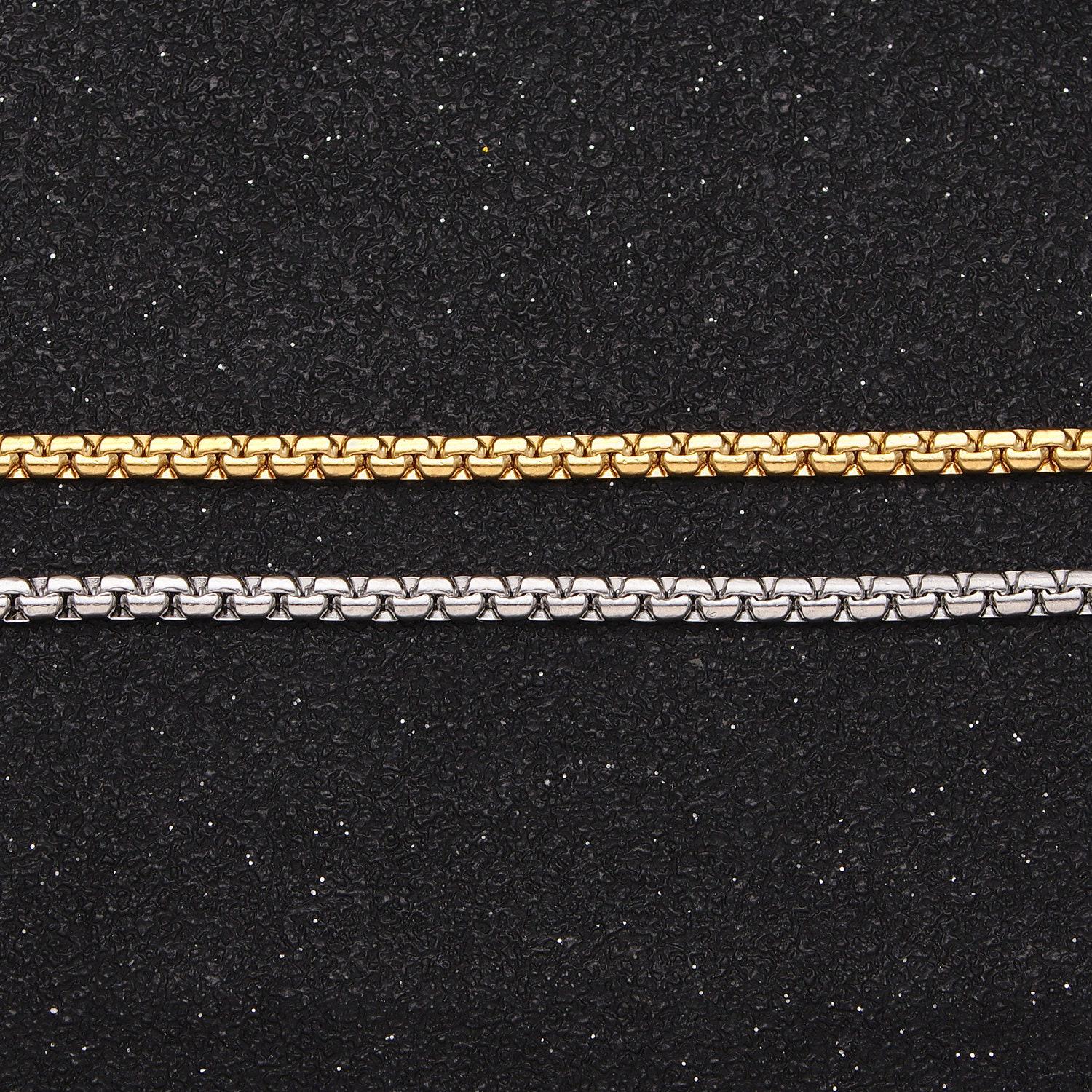 Stainless steel box chain necklace 2mm thick gold box chain 17.7 inches, 19.6 inches for jewelry making tarnish resistant chain wa1700