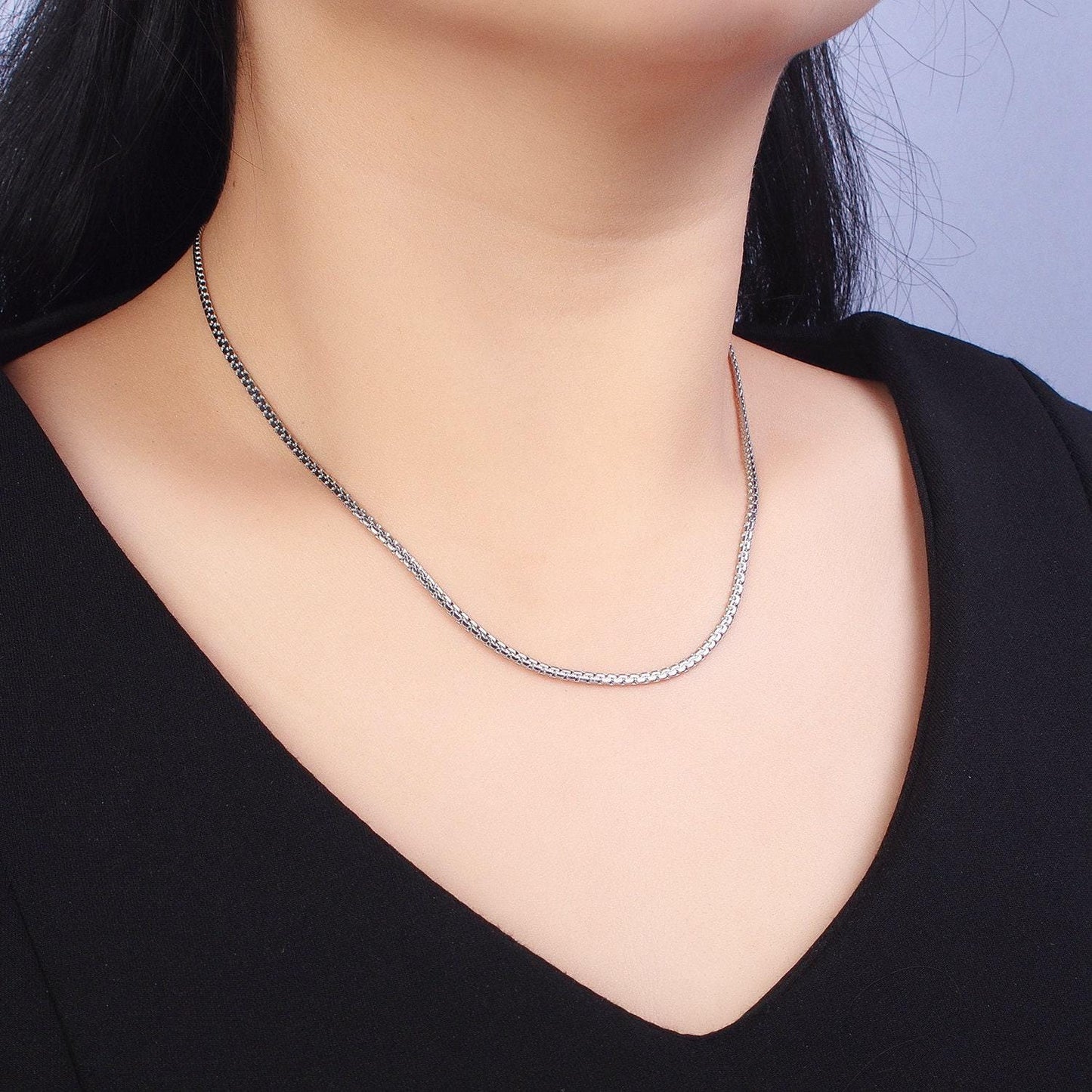 Stainless steel box chain necklace 2mm thick gold box chain 17.7 inches, 19.6 inches for jewelry making tarnish resistant chain wa1700