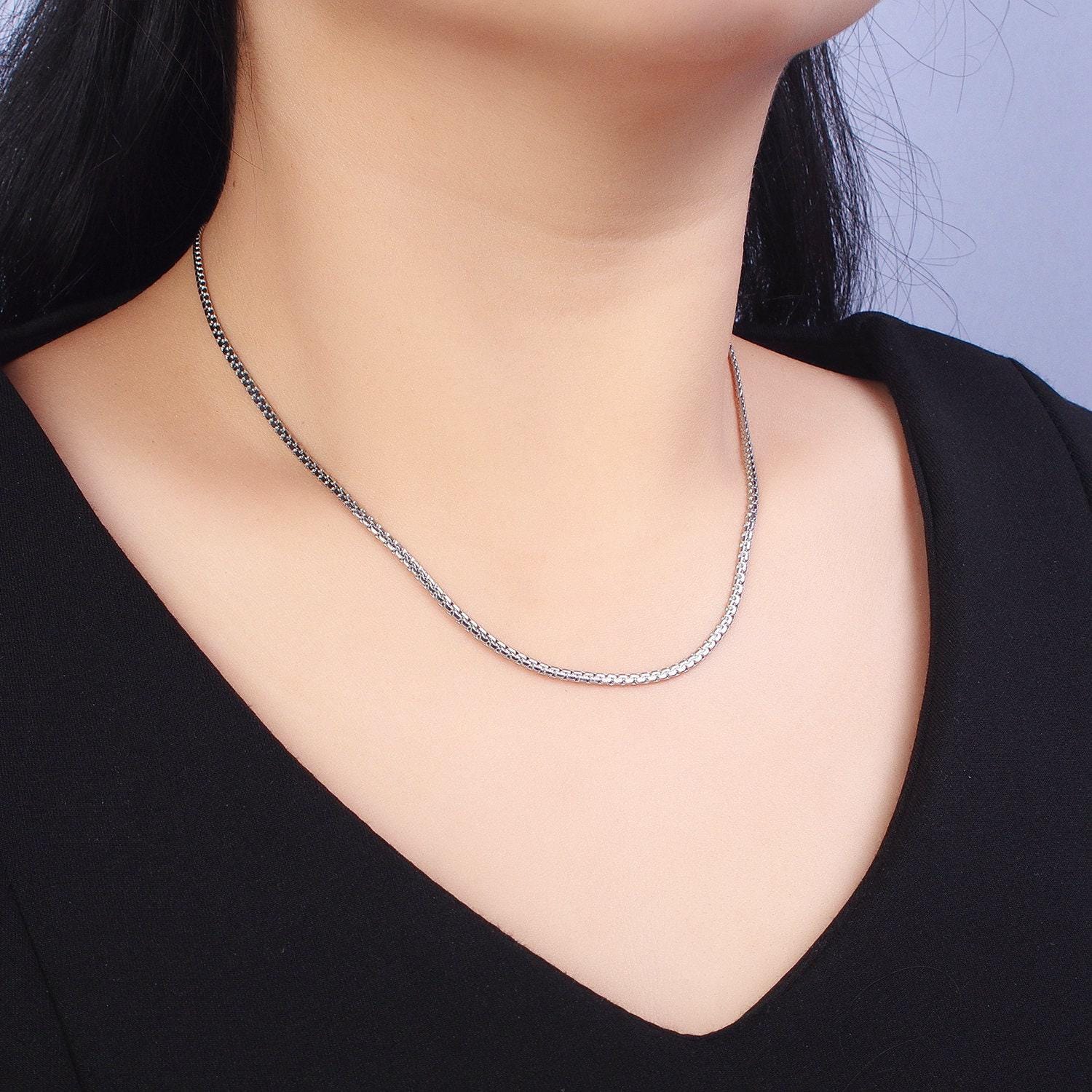 Stainless steel box chain necklace 2mm thick gold box chain 17.7 inches, 19.6 inches for jewelry making tarnish resistant chain wa1700