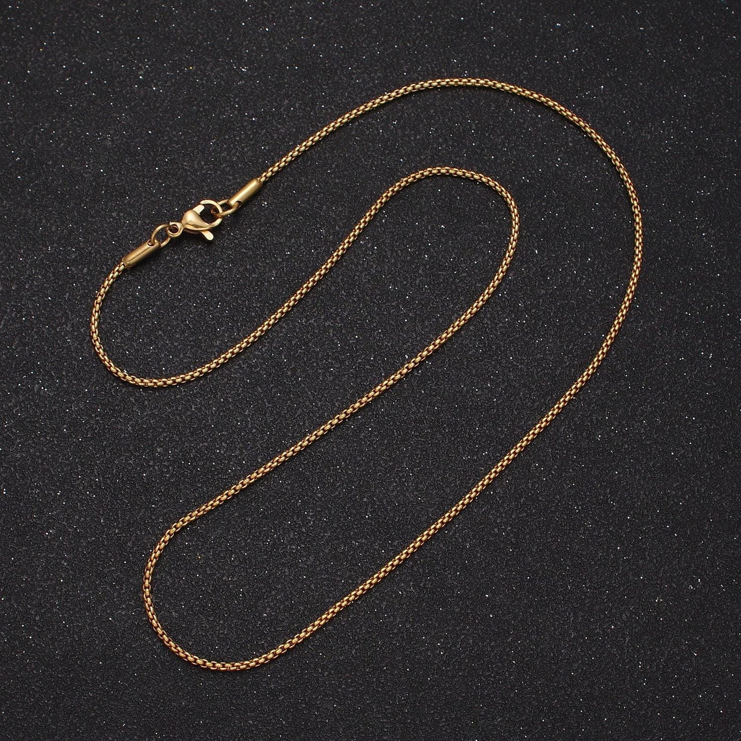 Dainty stainless steel box chain necklace 1.2 mm gold box chain 17.7 inches for handmade jewelry making tarnish resistant chain wa1703