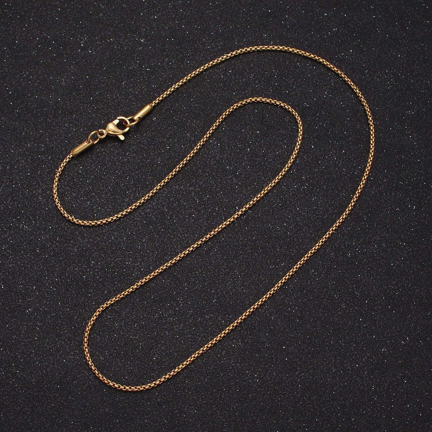 Dainty stainless steel box chain necklace 1.2 mm gold box chain 17.7 inches for handmade jewelry making tarnish resistant chain wa1703