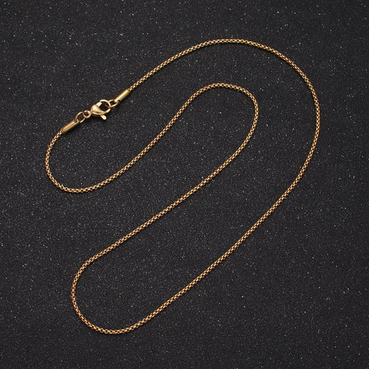 Dainty stainless steel box chain necklace 1.2 mm gold box chain 17.7 inches for handmade jewelry making tarnish resistant chain wa1703