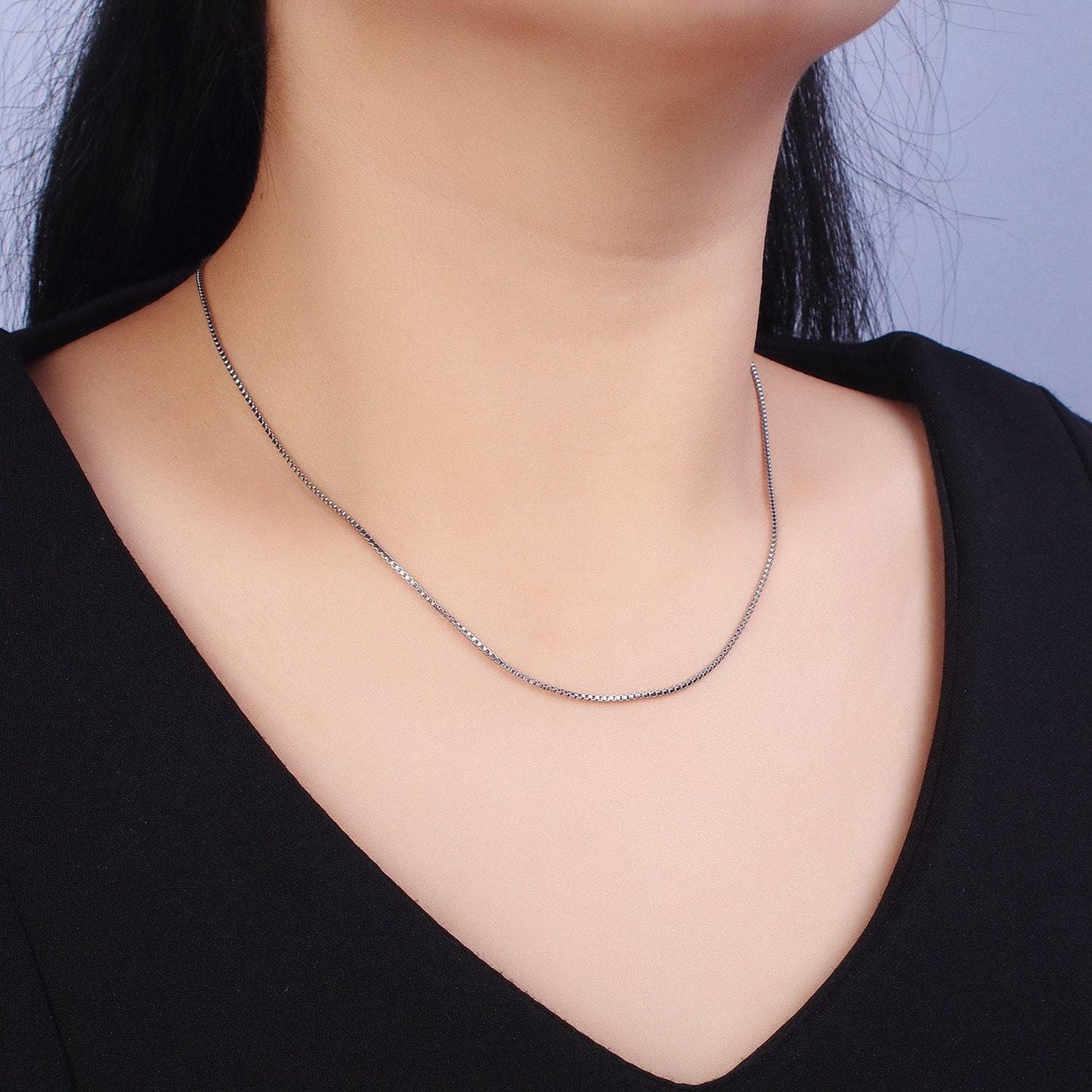 17.7" necklace stainless steel square box chain necklace dainty box chain for jewelry making with pendant charm wa-1698