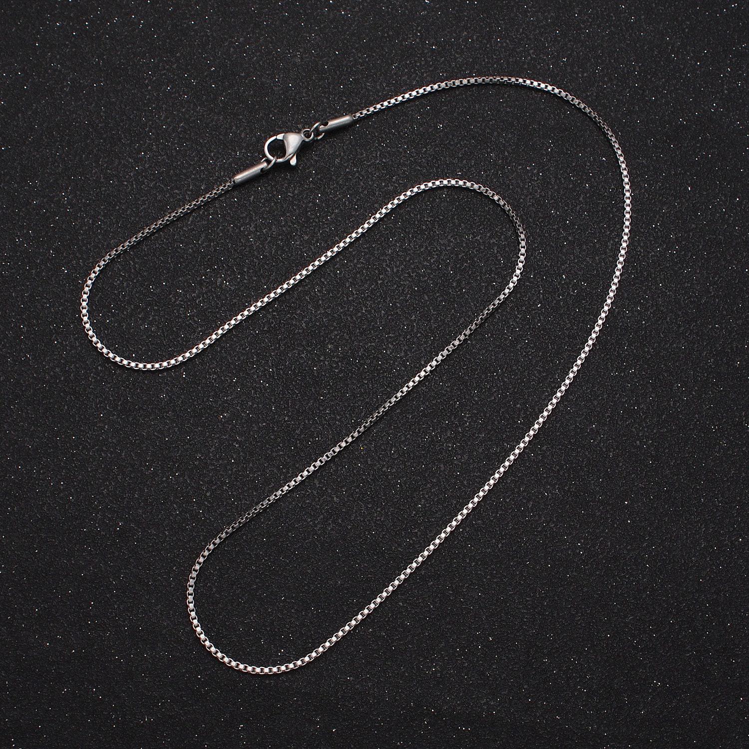 17.7" necklace stainless steel square box chain necklace dainty box chain for jewelry making with pendant charm wa-1698