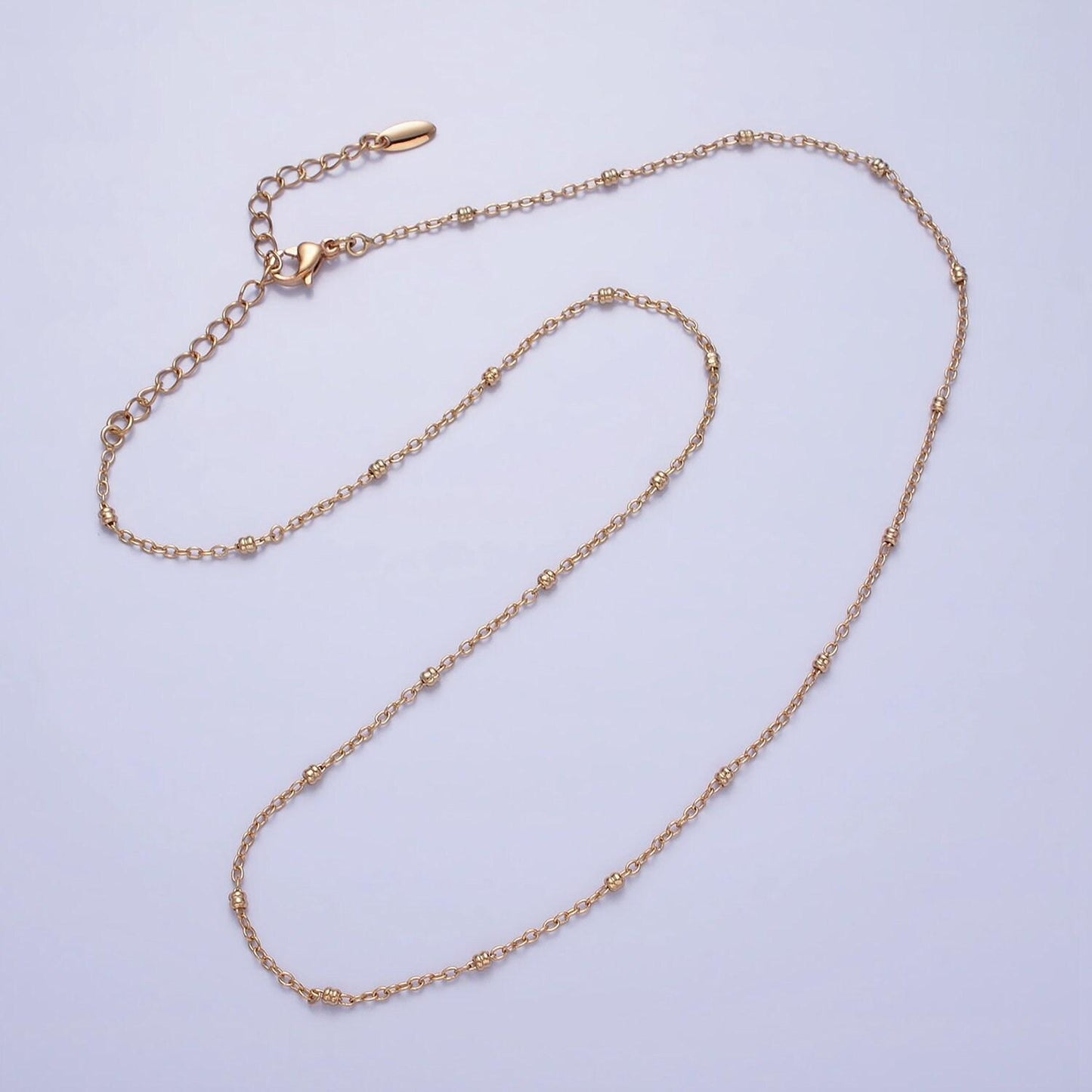 17.75inch satellite chain necklace 18k gold filled bead chain for jewelry necklace making 1.2m cable necklace w/ lobster clasp | wa1684