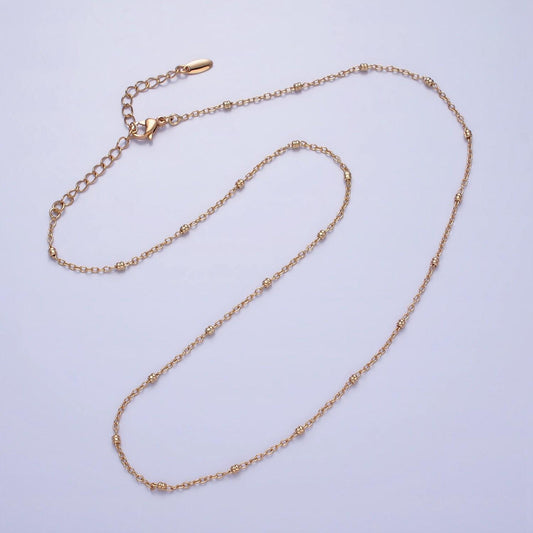 17.75inch satellite chain necklace 18k gold filled bead chain for jewelry necklace making 1.2m cable necklace w/ lobster clasp | wa1684