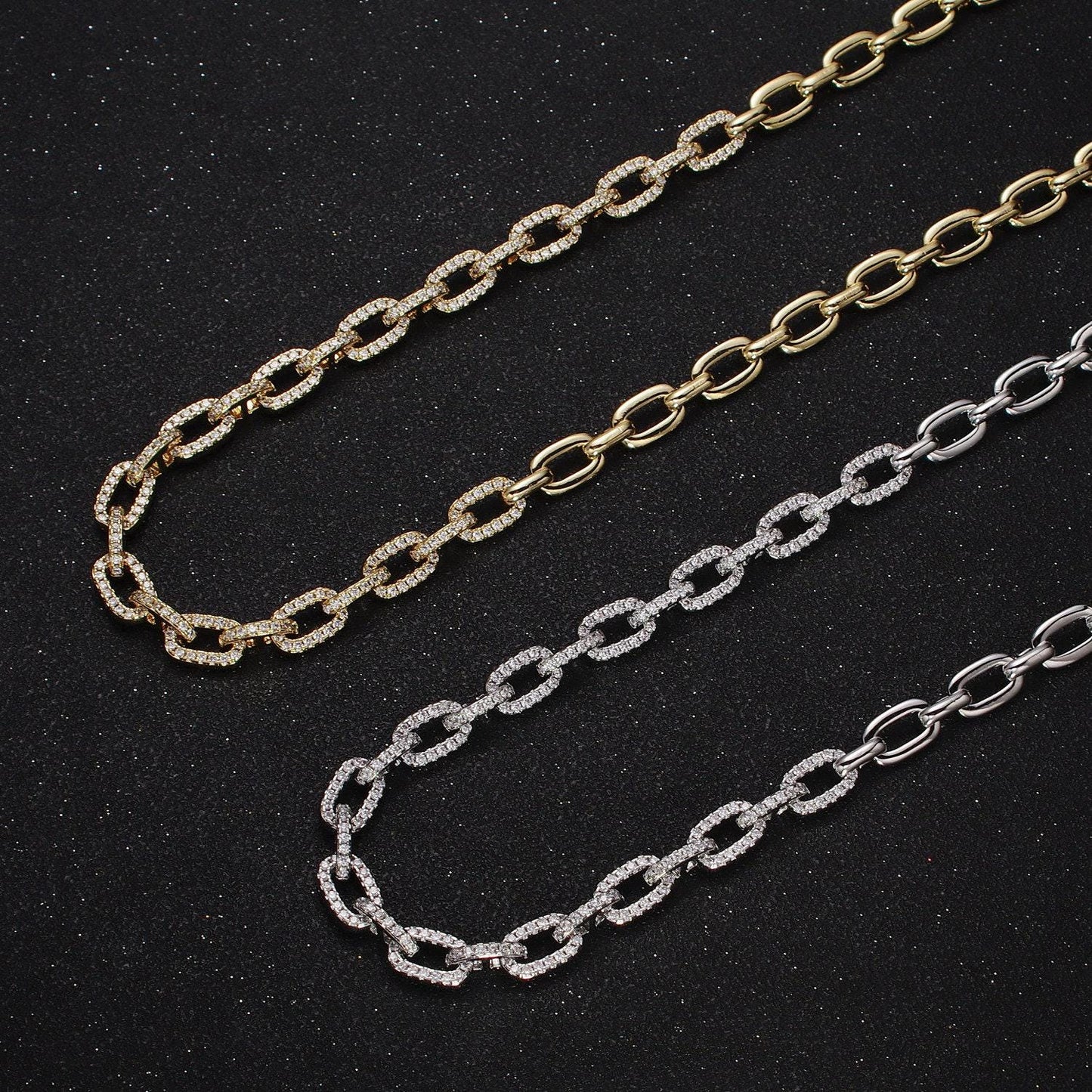 24k gold filled 6.4mm cable chain cz cubic zirconia for wholesale statement necklace chains jewelry making supplies findings wa1674