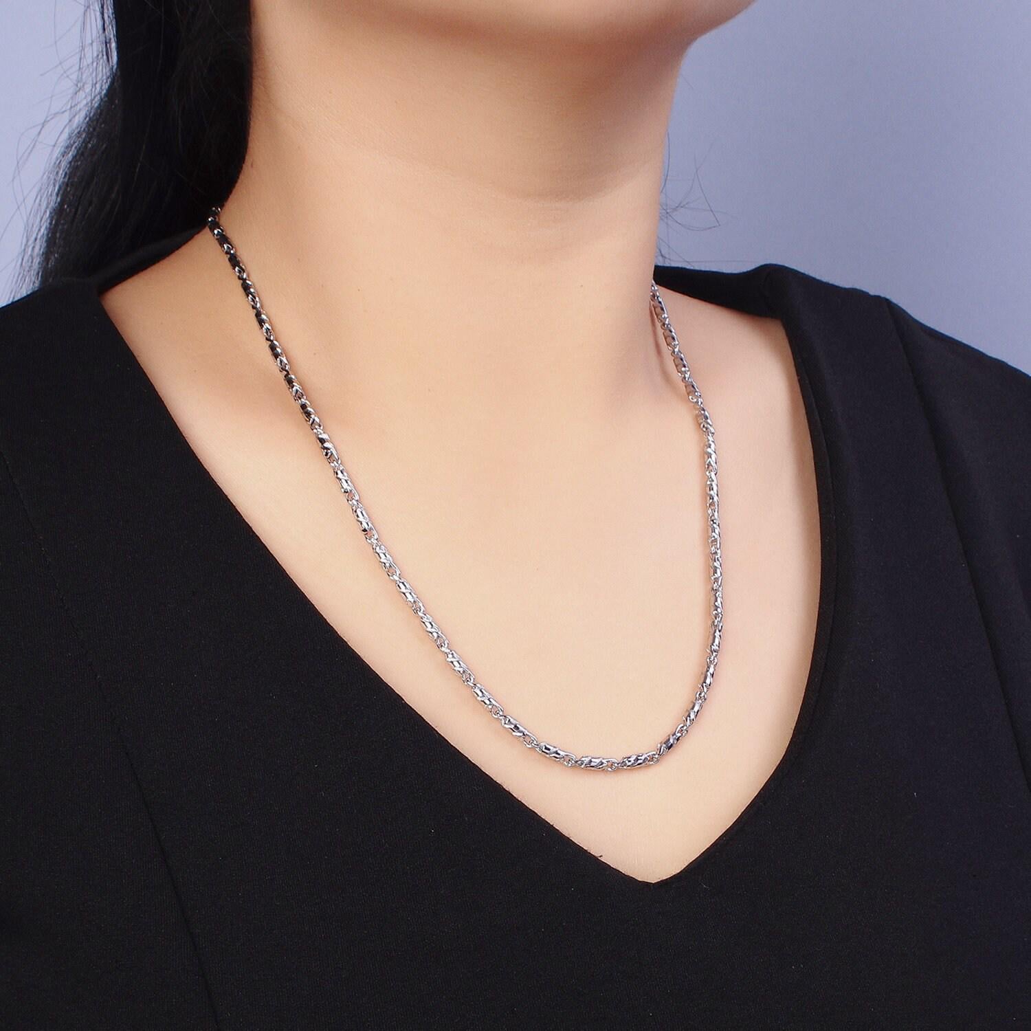 Silver tube bar chain necklace 21.75 inch necklace for layer necklace wholesale chain for jewelry making supply wa-1607