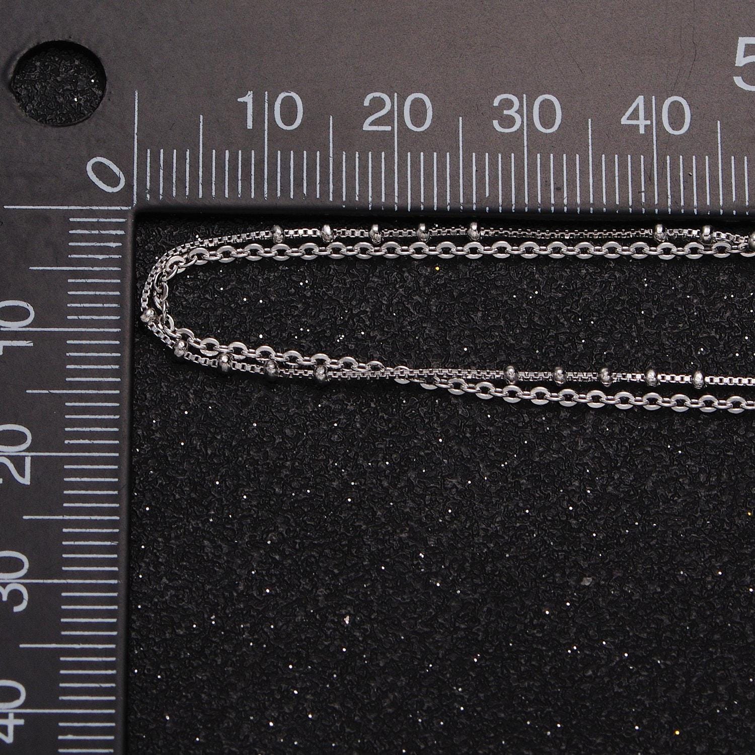 Double layer silver necklace set two strand chain multi strand necklace satellite chain and cable link chain necklace for minimalist wa1606