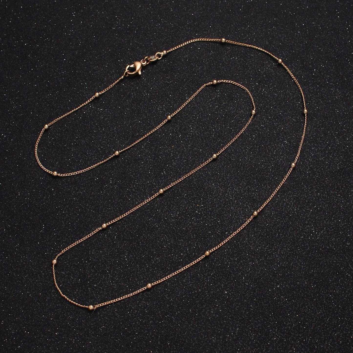 19.5 inch satellite chain gold dainty ball link chain necklace ready to wear for jewelry making w/ clasp ball beaded chain, wa-1604