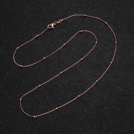 19.5 inch satellite chain gold dainty ball link chain necklace ready to wear for jewelry making w/ clasp ball beaded chain, wa-1604