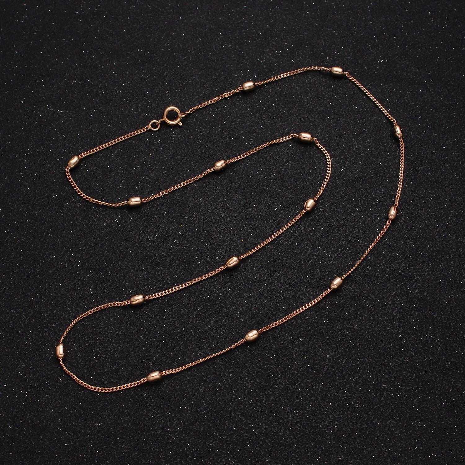 1pc 19.75 inches gold ball satellite necklace chain, 18k gold filled satellite curb link chain, spring ring clasp for diy chain wa1602