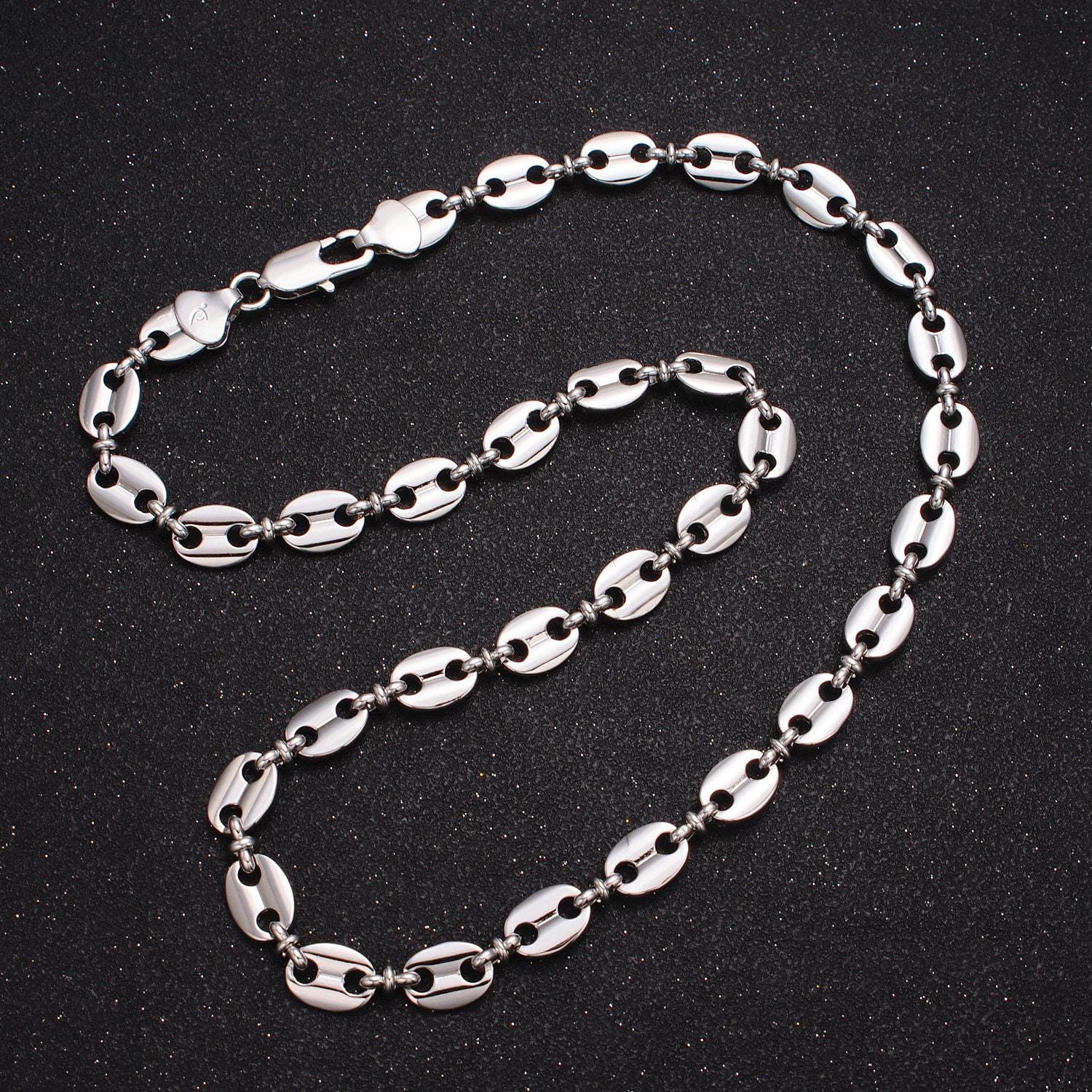 Bold anchor link necklace silver mariner chain necklace for men women necklace 8mm width link ready to wear necklace layering wa-1596