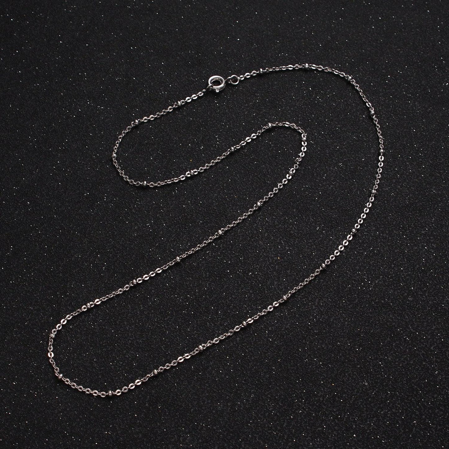 1mm beaded satellite chain silver satellite necklace dainty simple everyday 16.5 inch layering necklace for minimalist jewelry wa-1594