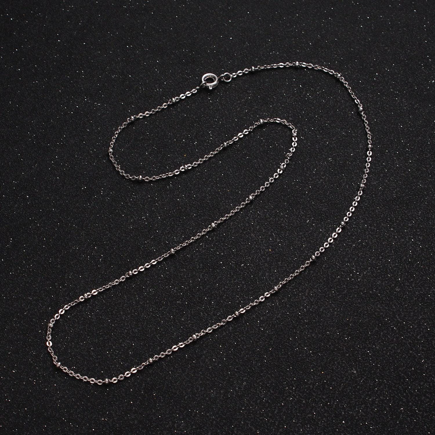 1mm beaded satellite chain silver satellite necklace dainty simple everyday 16.5 inch layering necklace for minimalist jewelry wa-1594