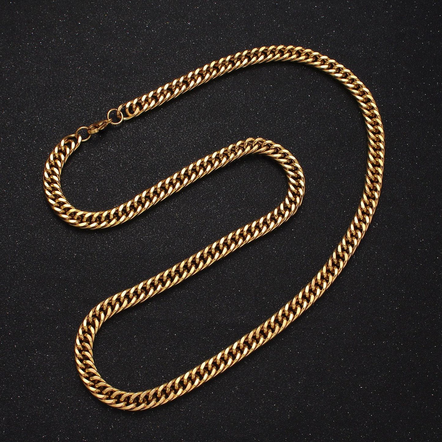 Waterproof men's chain necklace cuban chain 6.8mm 316l stainless steel men's silver chains 23.6 inch long statement necklace tarnish free