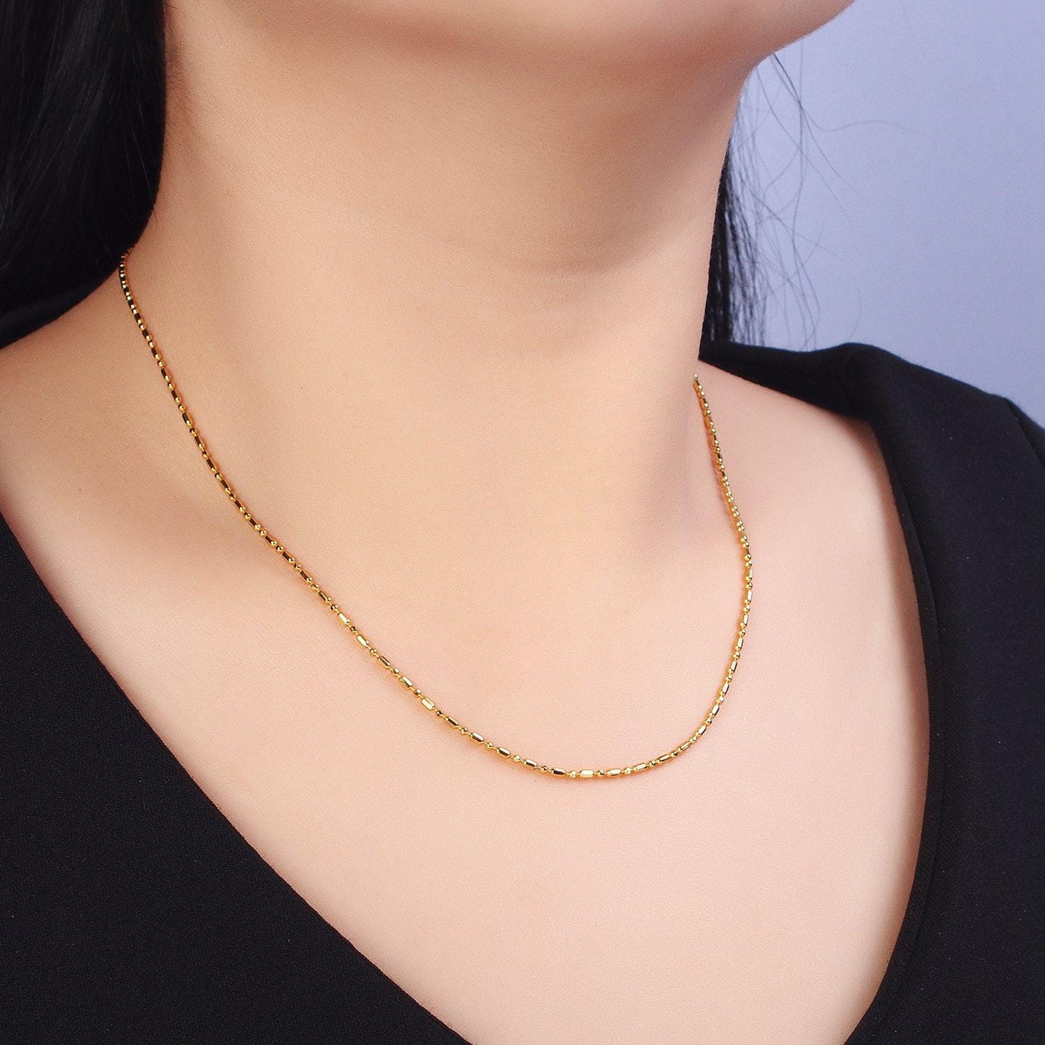 17.75 inch tube chain gold filled dainty tube cable link necklace ready to wear for jewelry making w/ clasp for jewelry making supply wa1585