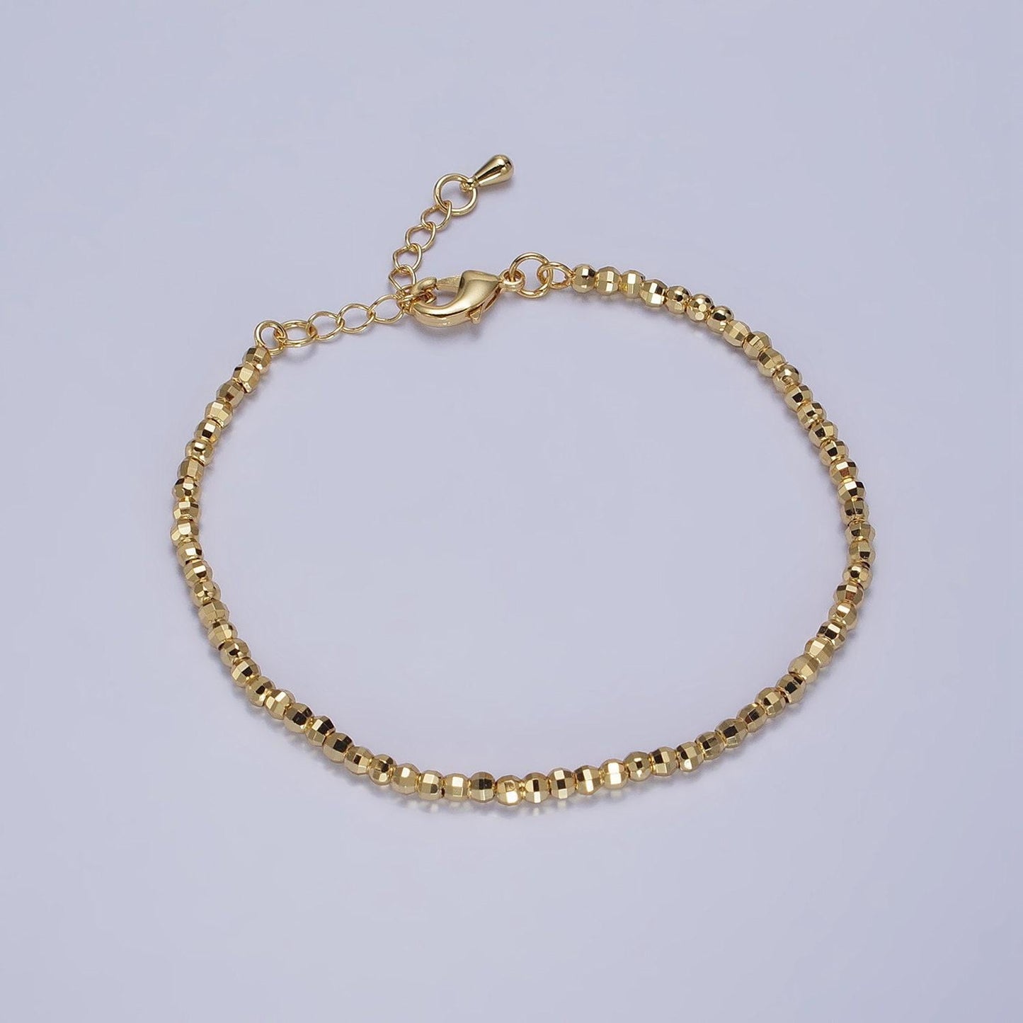 Dainty gold faceted silver bracelet disco ball bead bracelet cut beaded bracelet shiny ball bracelet 7 inch for women wa1572