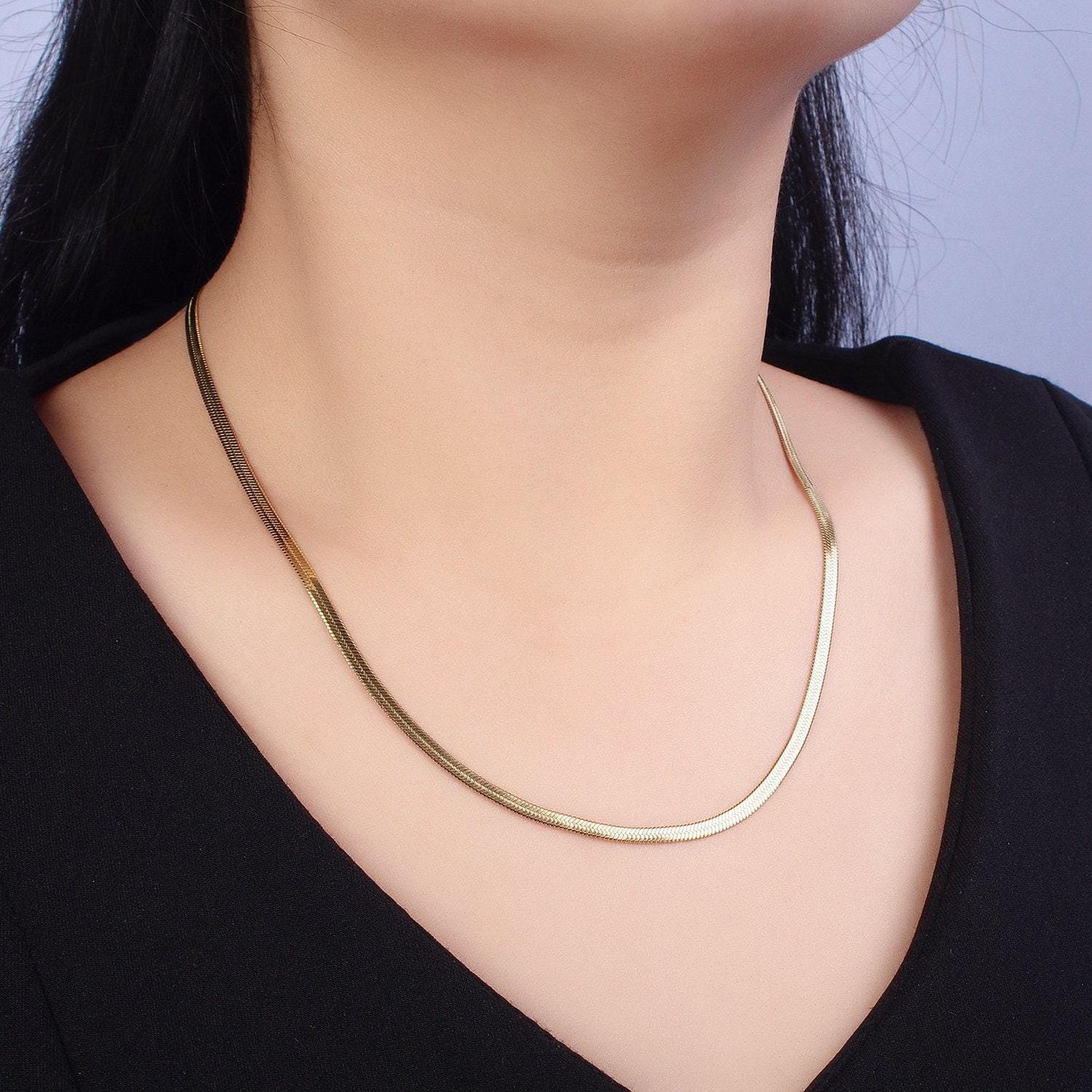 2.5mm stainless steel herringbone chain necklace for jewelry making, 18 inch finished ready to wear herringbone chain wa1552