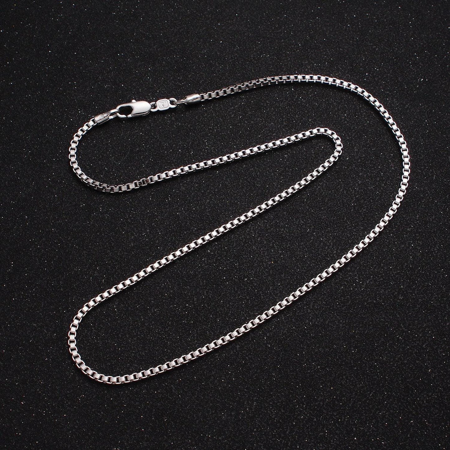 Silver box chain necklace - men's/unisex 2mm waterproof box necklace, minimalist gifts for men, women ready to wear chain for gift wa1547