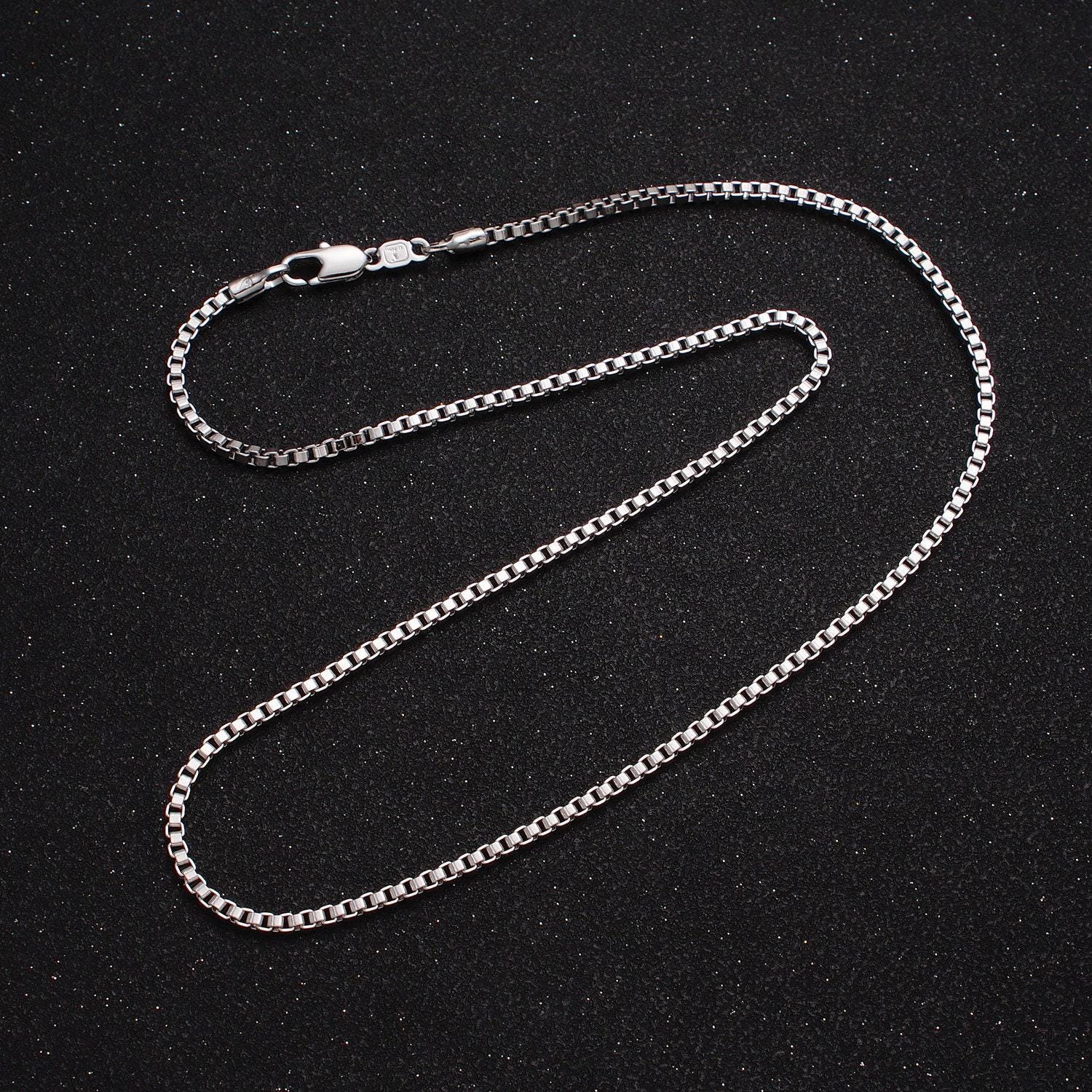 Silver box chain necklace - men's/unisex 2mm waterproof box necklace, minimalist gifts for men, women ready to wear chain for gift wa1547