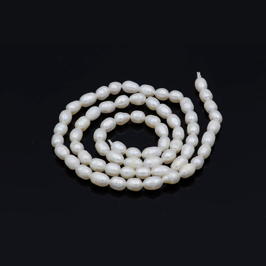 Natural white oval rice freshwater pearl beads awesome luster quality genuine cultured fresh water small seed pearls 3.3mm-3.5mm aaa, wa-150