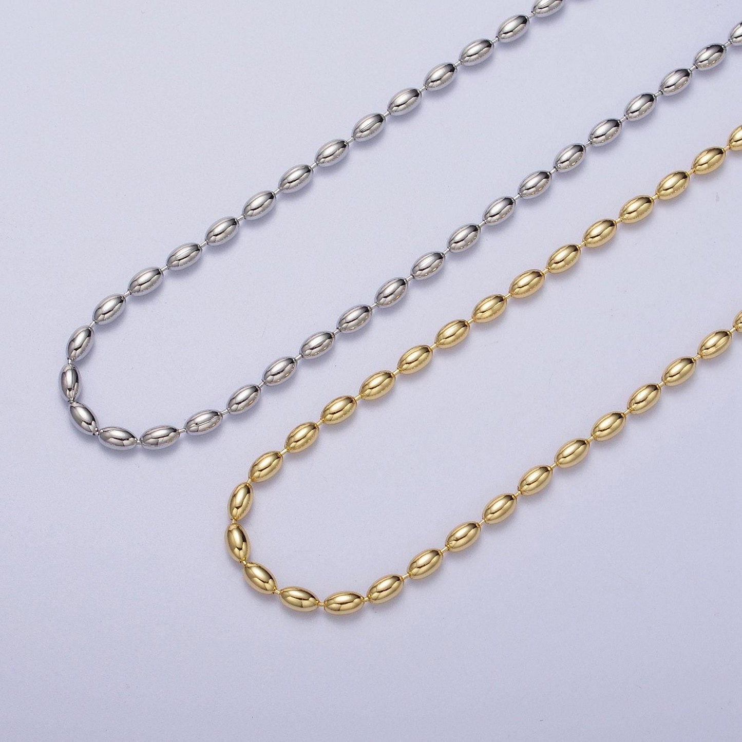24k gold filled 2.8mm oval bead 17.5 inch chain necklace in gold & silver chain ready to wear necklace for jewelry making supply wa-1491