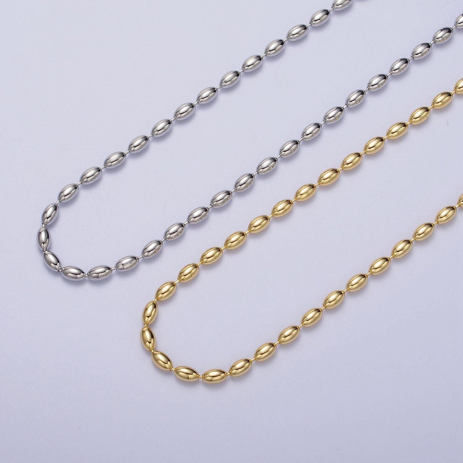24k gold filled 2.8mm oval bead 17.5 inch chain necklace in gold & silver chain ready to wear necklace for jewelry making supply wa-1491