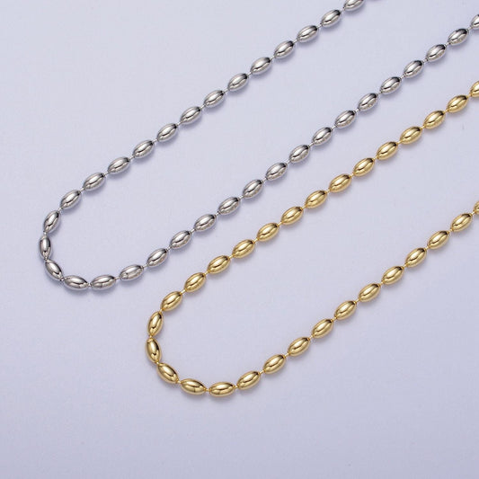 24k gold filled 2.8mm oval bead 17.5 inch chain necklace in gold & silver chain ready to wear necklace for jewelry making supply wa-1491