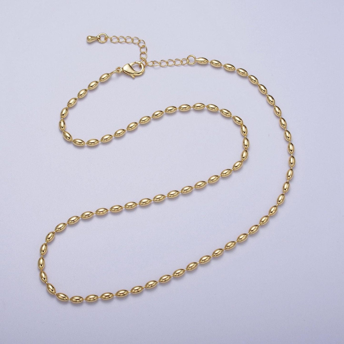 24k gold filled 2.8mm oval bead 17.5 inch chain necklace in gold & silver chain ready to wear necklace for jewelry making supply wa-1491