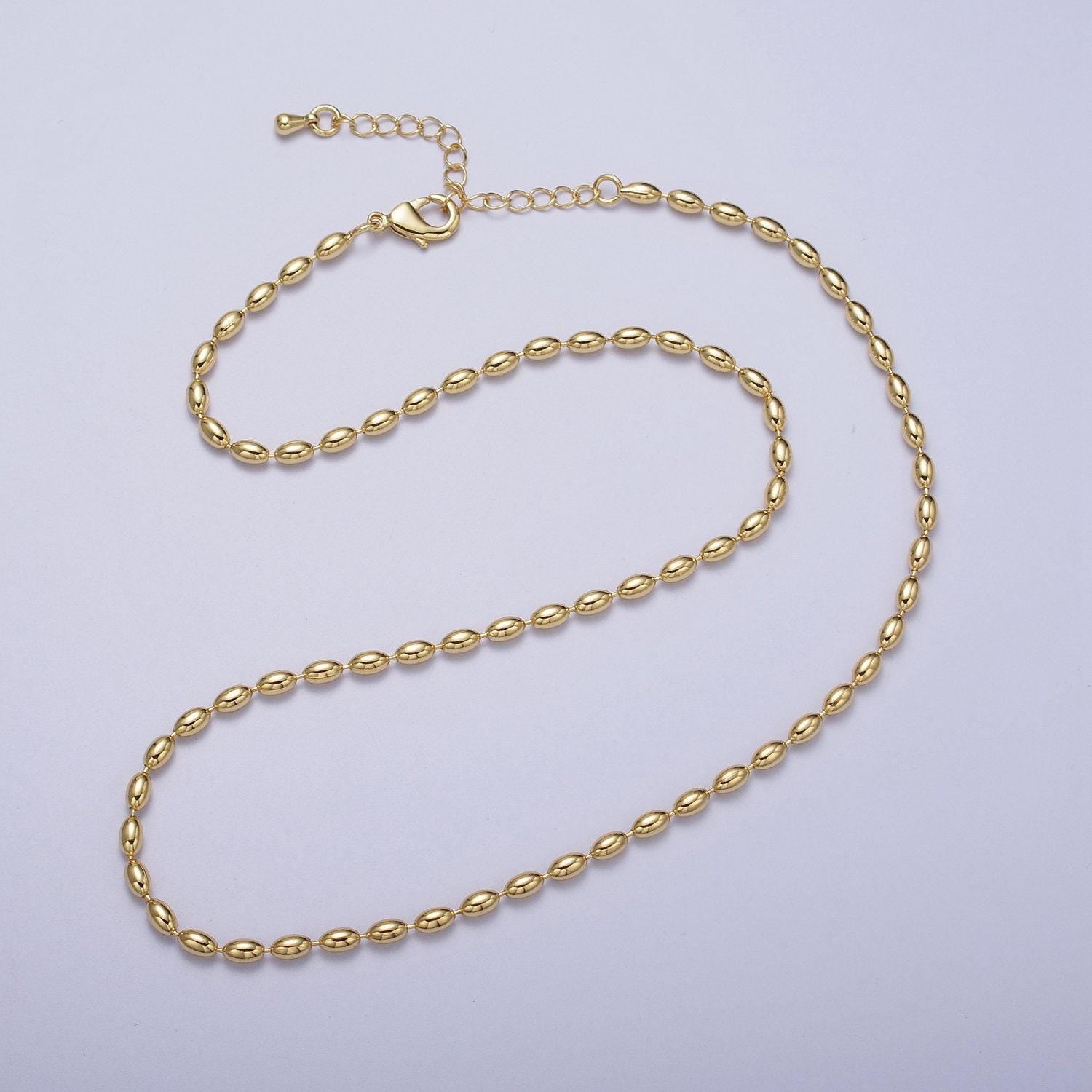 24k gold filled 2.8mm oval bead 17.5 inch chain necklace in gold & silver chain ready to wear necklace for jewelry making supply wa-1491